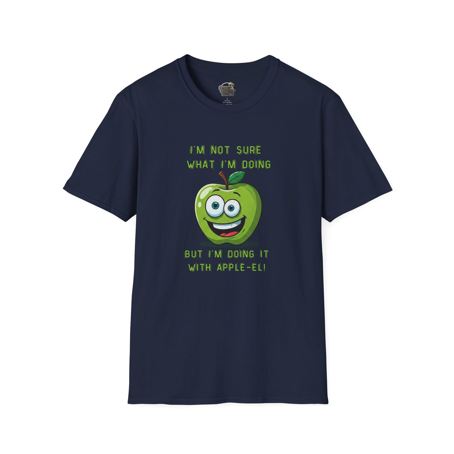 Apple-El t-shirt: Funny Smiling Apple Positive Tee Navy