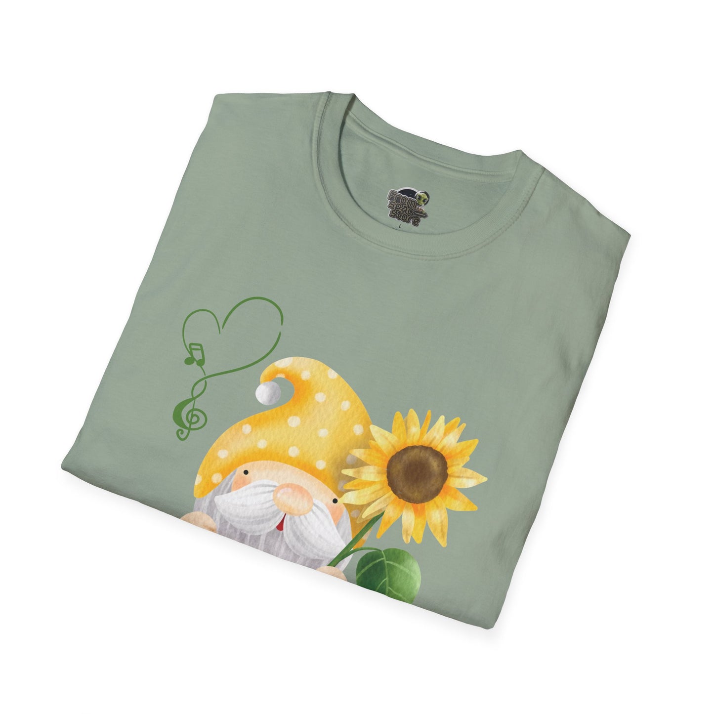 Gnome with Sunflower Unisex T-Shirt: Sunshine, Smiles & Secret Songs