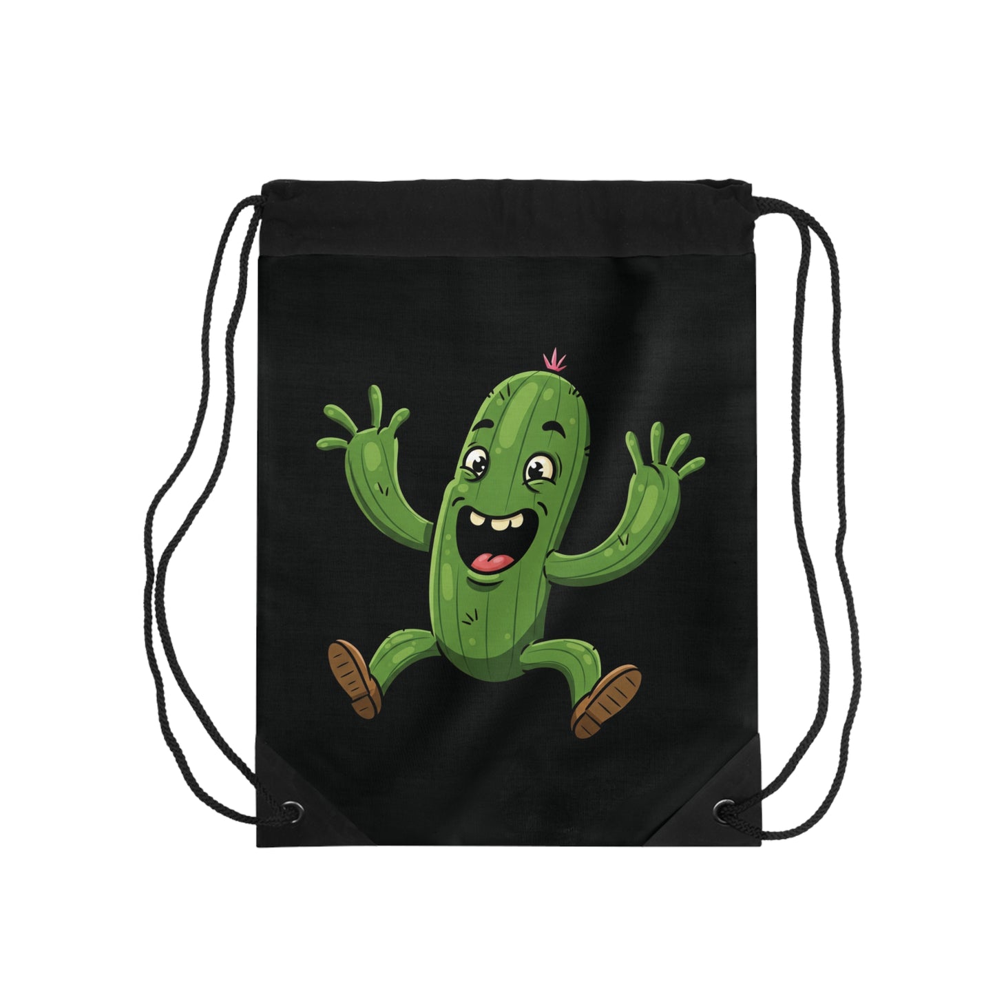 Happy Jumping Cactus" Drawstring Bag - Fun & Durable for Everyday Adventures
