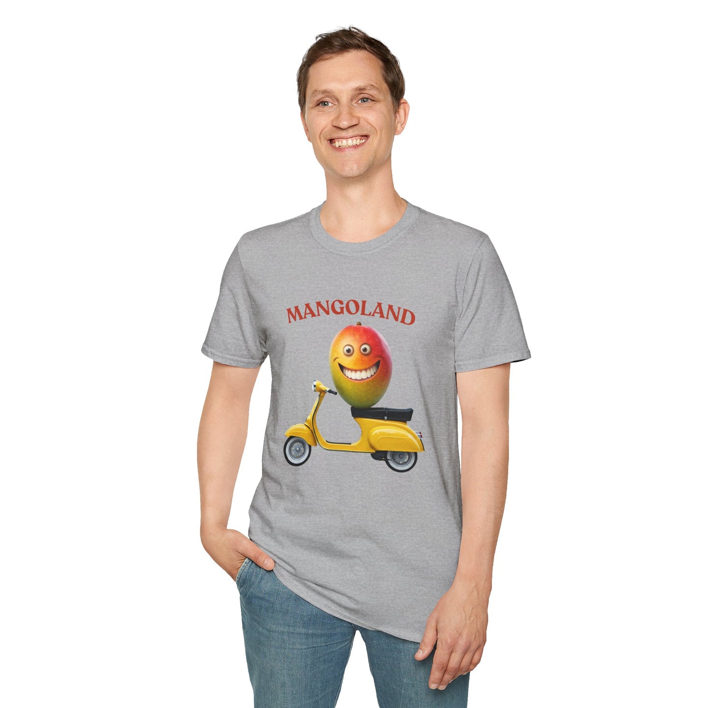 Mangoland t-shirt: Funny Mango Riding Vespa Tee