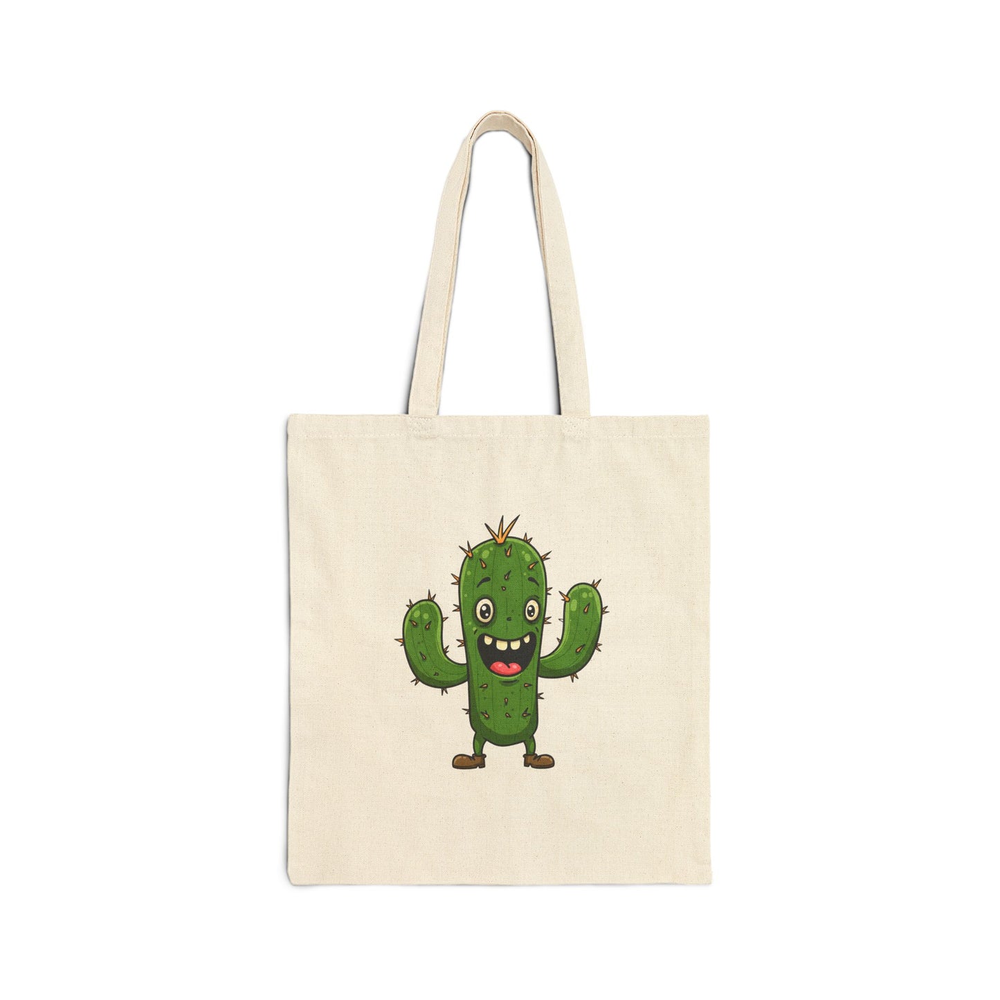 Joyful Cactus Tote Bag - Durable, Eco-Friendly & Always Ready! Natural 15" x 16"