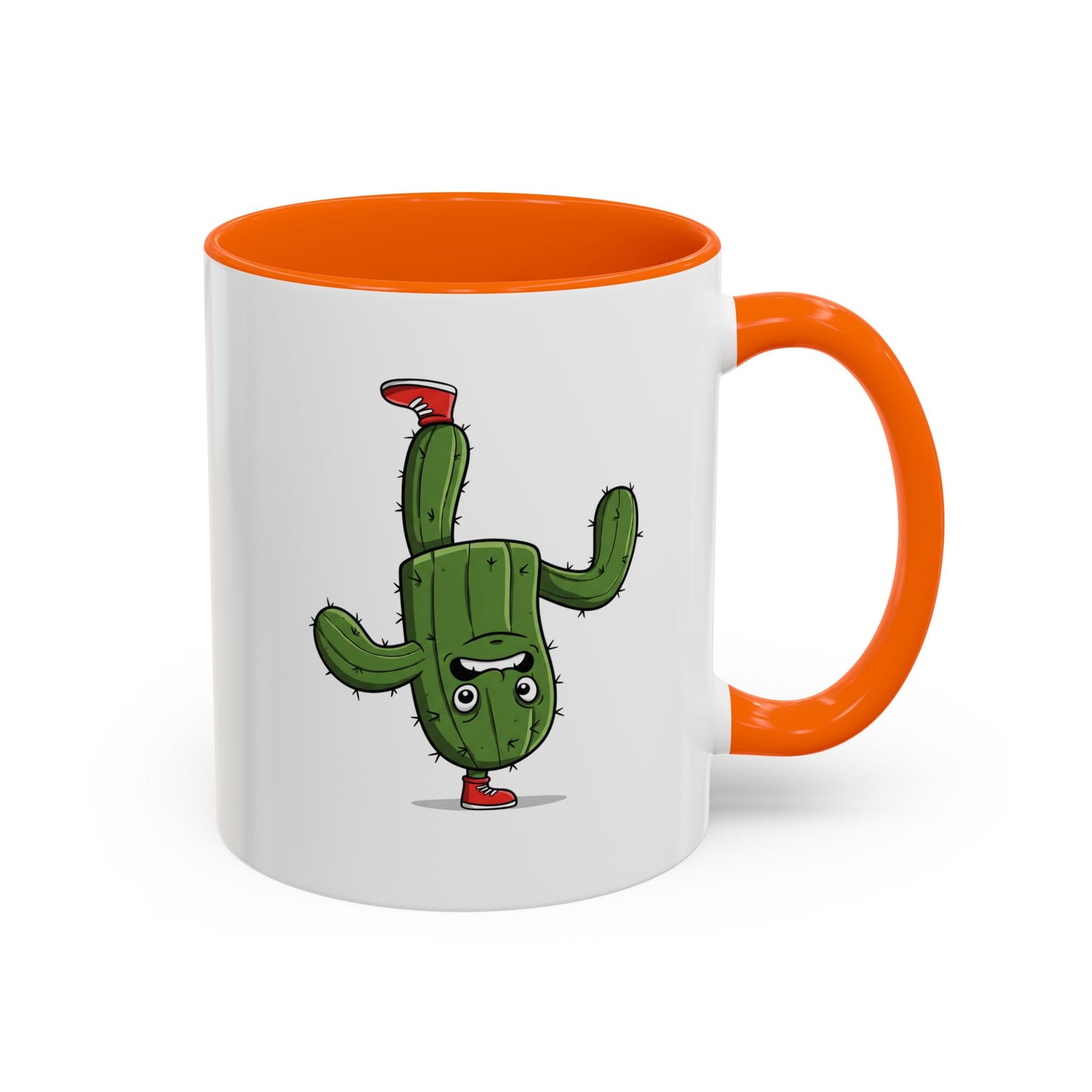Cactus Mania Upside Down Cactus Mug - Unique & Fun Ceramic Cup for All Ages 11oz Orange
