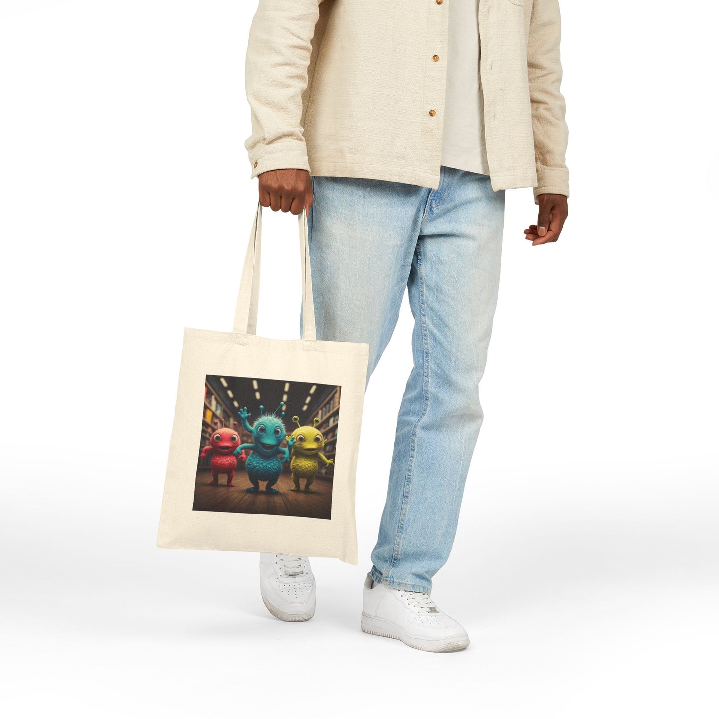 Alien Dancer Tote Bag: Funny & Unique Music Lover Gift - Quirky Dancing Aliens on Canvas for Everyday Style