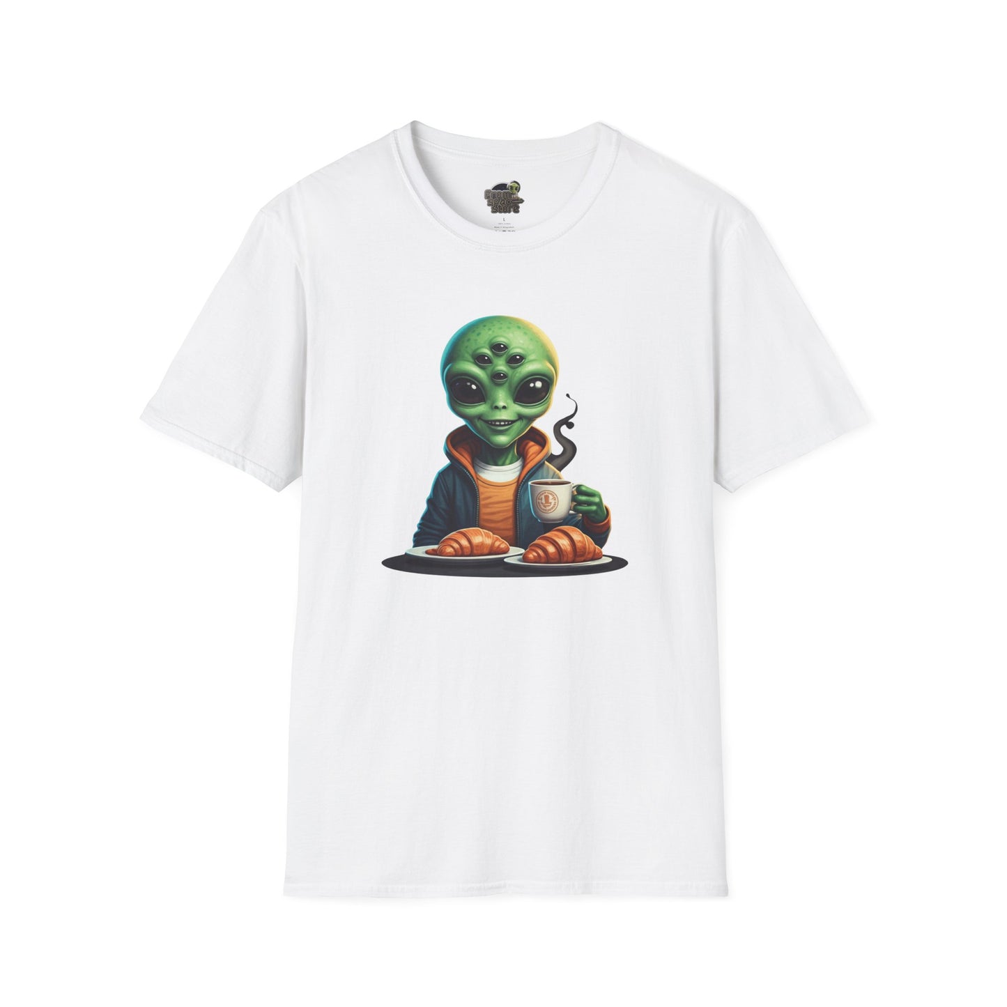 white alien making breakfast unisex t-shirt