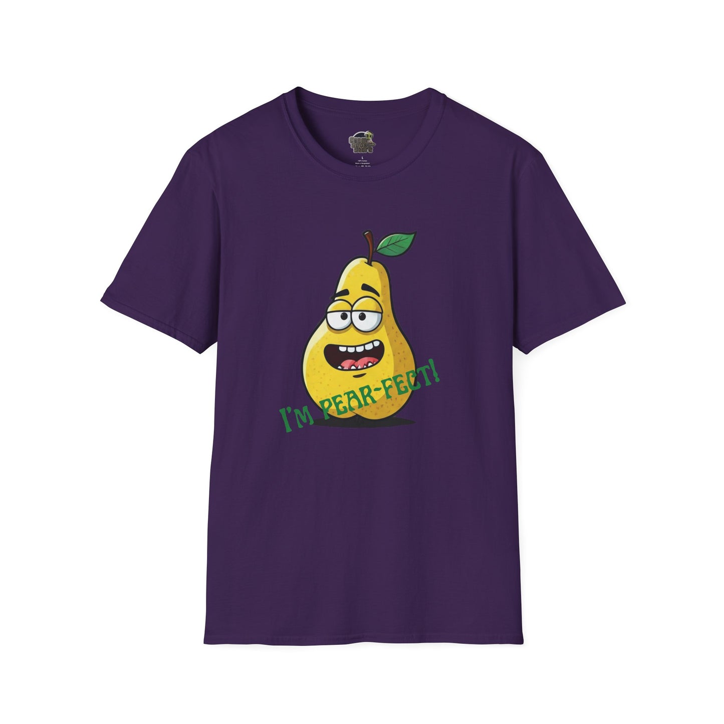 Pear T-Shirt: Funny "I'm Pear-fect" Graphic Tee | Organic Cotton & Unique Design Purple