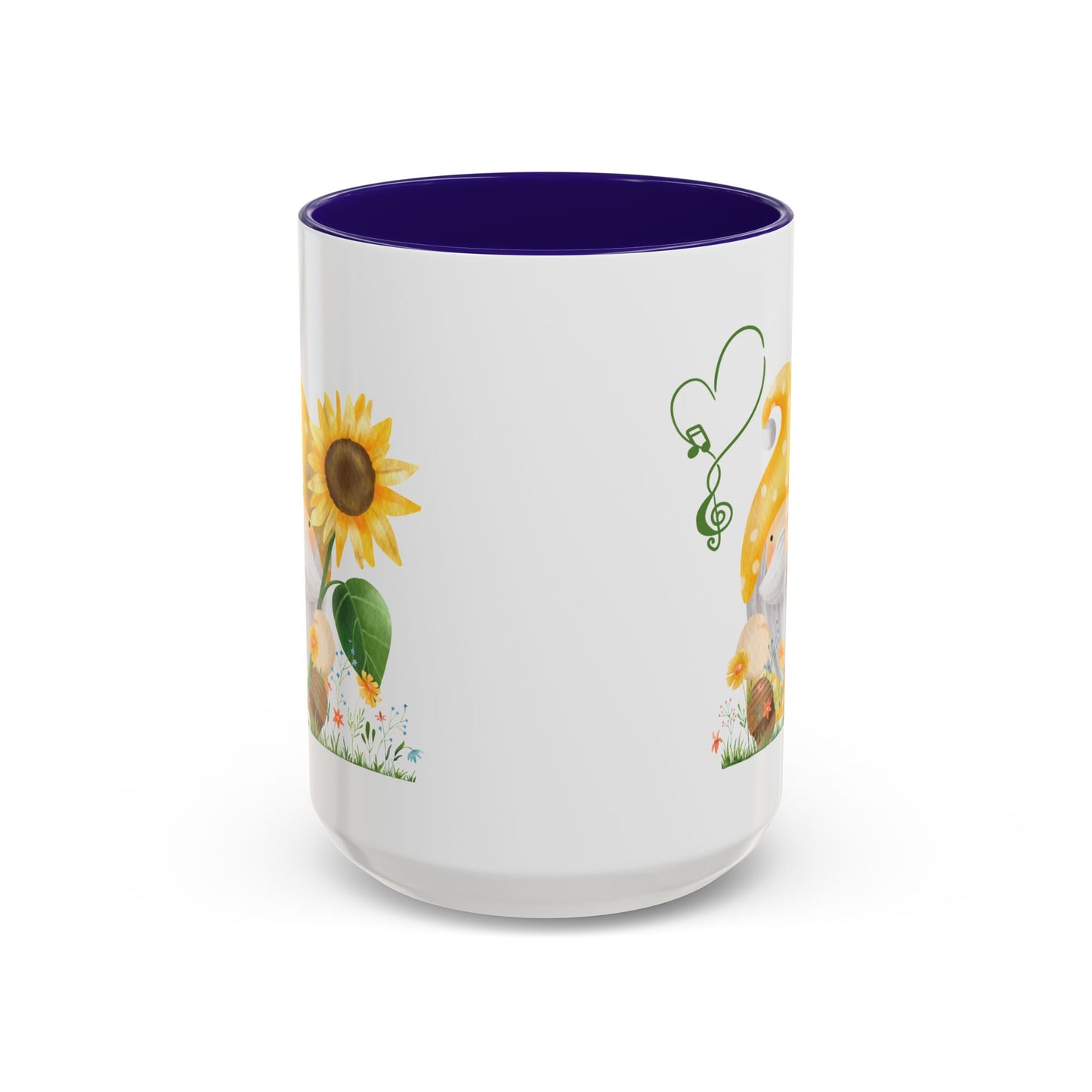 Mystical Gnome & Sunny Sunflower Mug - Your Garden's Secret Charm | Ceramic Coffee & Tea Cup (11oz/15oz) 15oz Blue