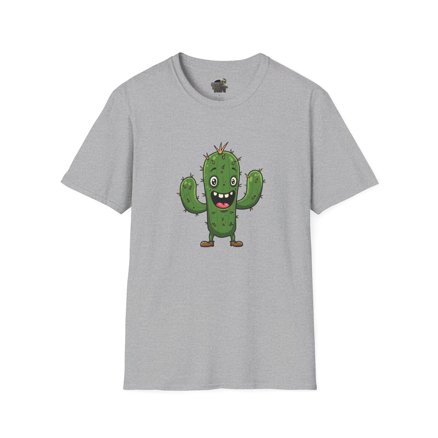 Cactus Mania T-Shirt: Joyful Cactus Tee | Organic Cotton & Stretchy Comfort Sport Grey