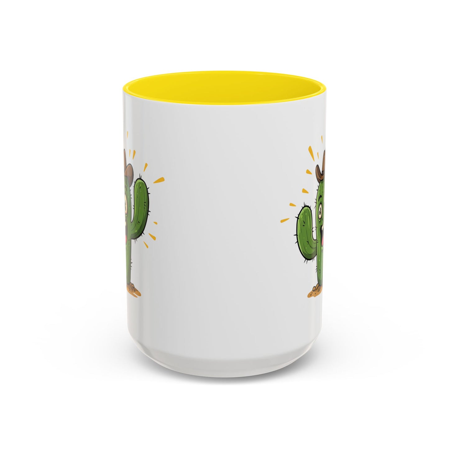 Cactus Mania Cowboy Cactus Mug - Fun & Durable Ceramic Cup for Cactus Lovers 15oz Yellow