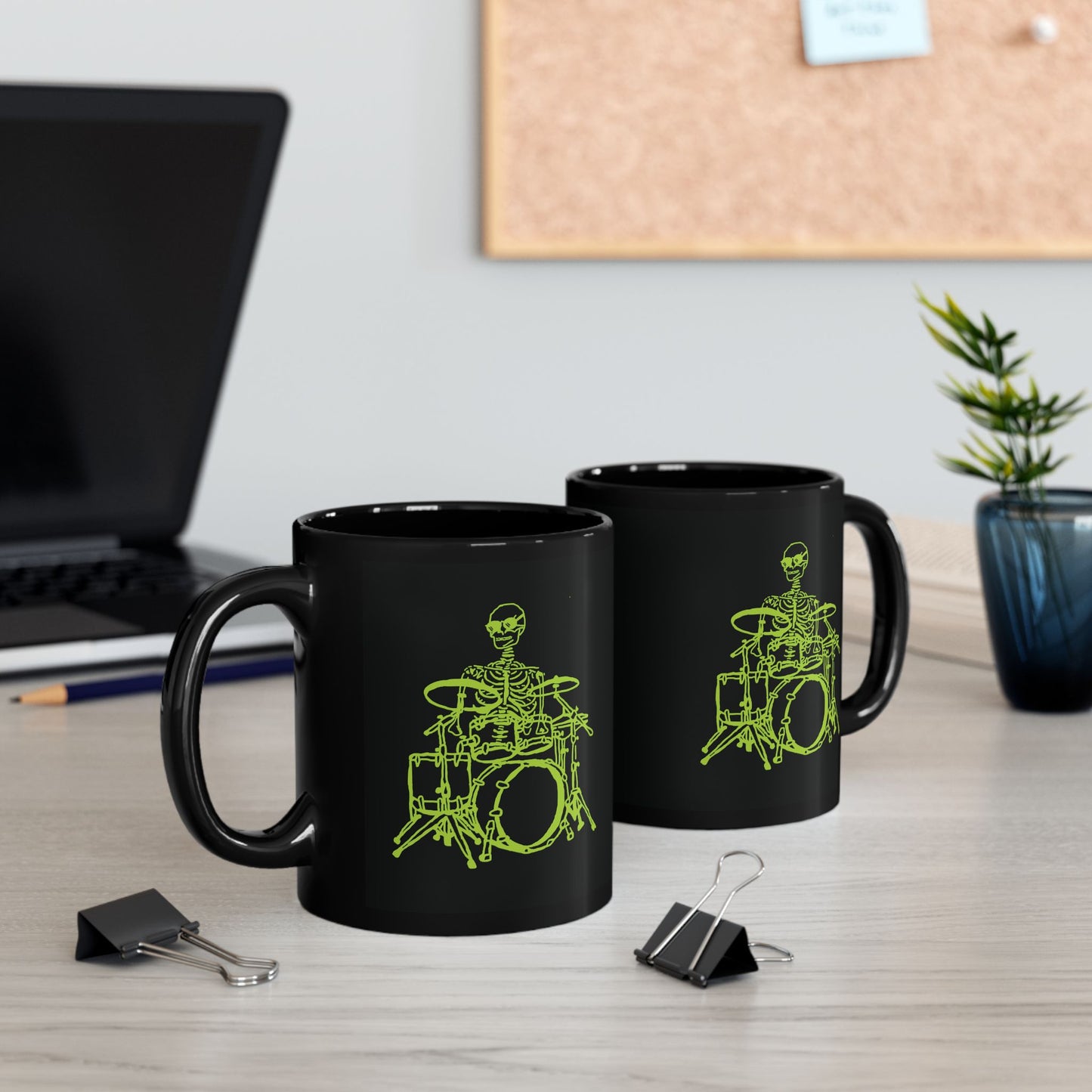 Metal Skeleton Drummer Fluo Mug - Unleash Your Inner Rock Star