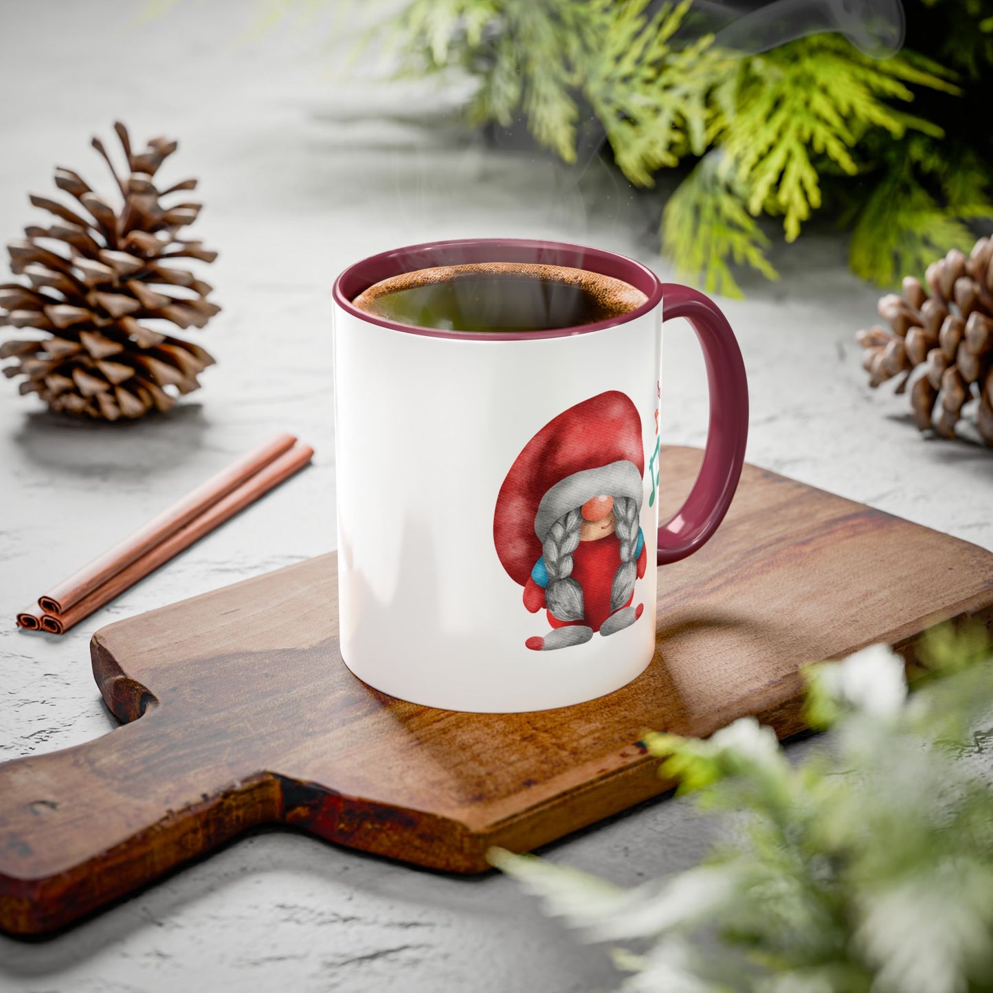 Cute Gnome Mug - Red & White - Perfect Holiday Gift idea 11oz Maroon