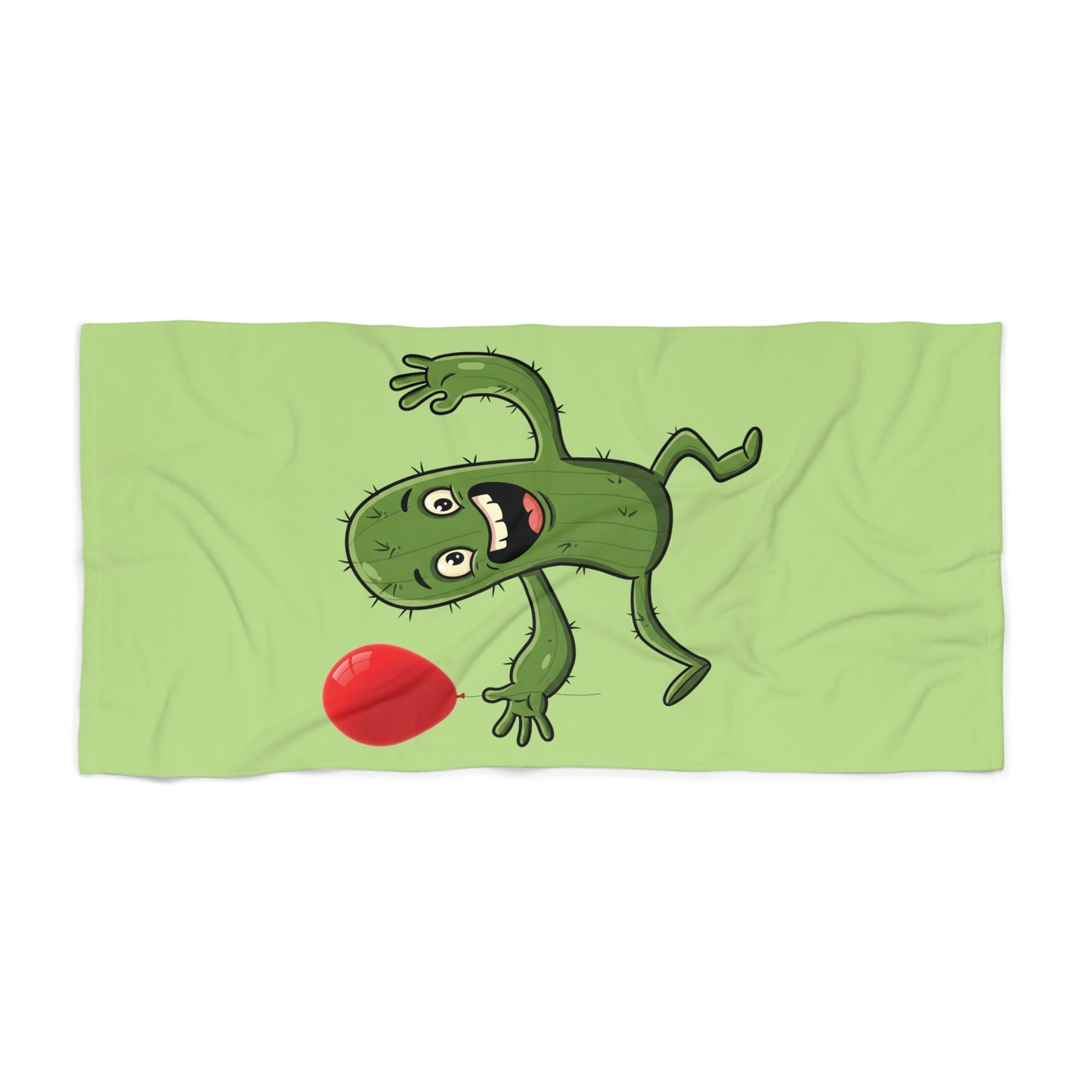 "Cactus with Balloon" Beach Towel: Fun, Soft, and Unique for Everyone! 30" × 60"