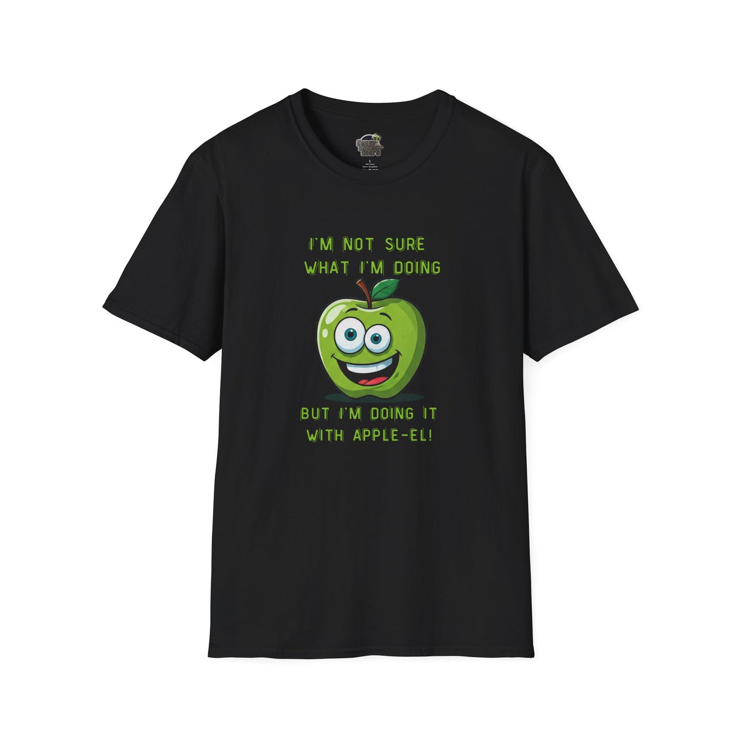 Apple-El t-shirt: Funny Smiling Apple Positive Tee Black