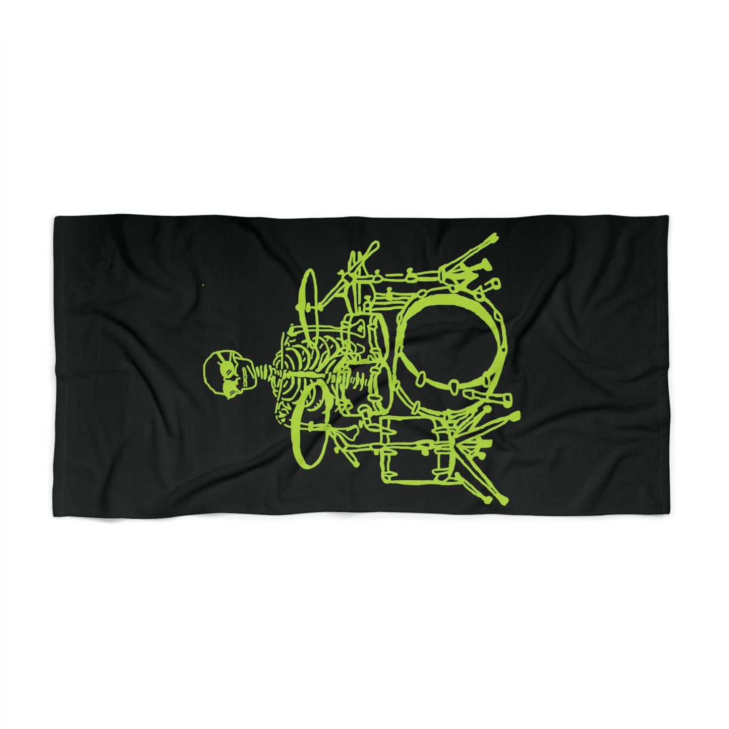 Metal Skeleton Drum Player Beach Towel - Soft & Absorbent