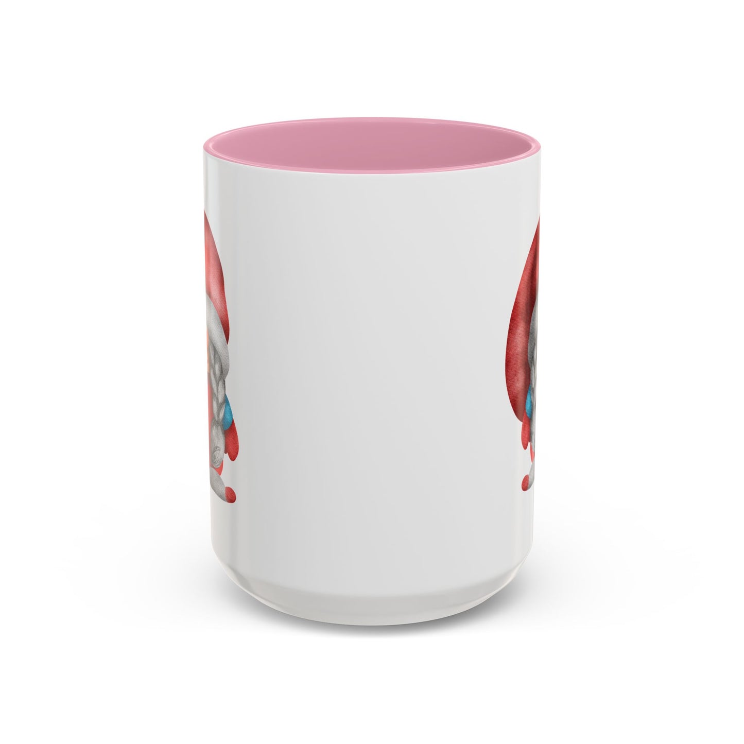 Cheerful Red Gnome with Braids Mug - Sip Your Sweet Melody | Ceramic Coffee & Tea Cup (11oz/15oz) 15oz Pink