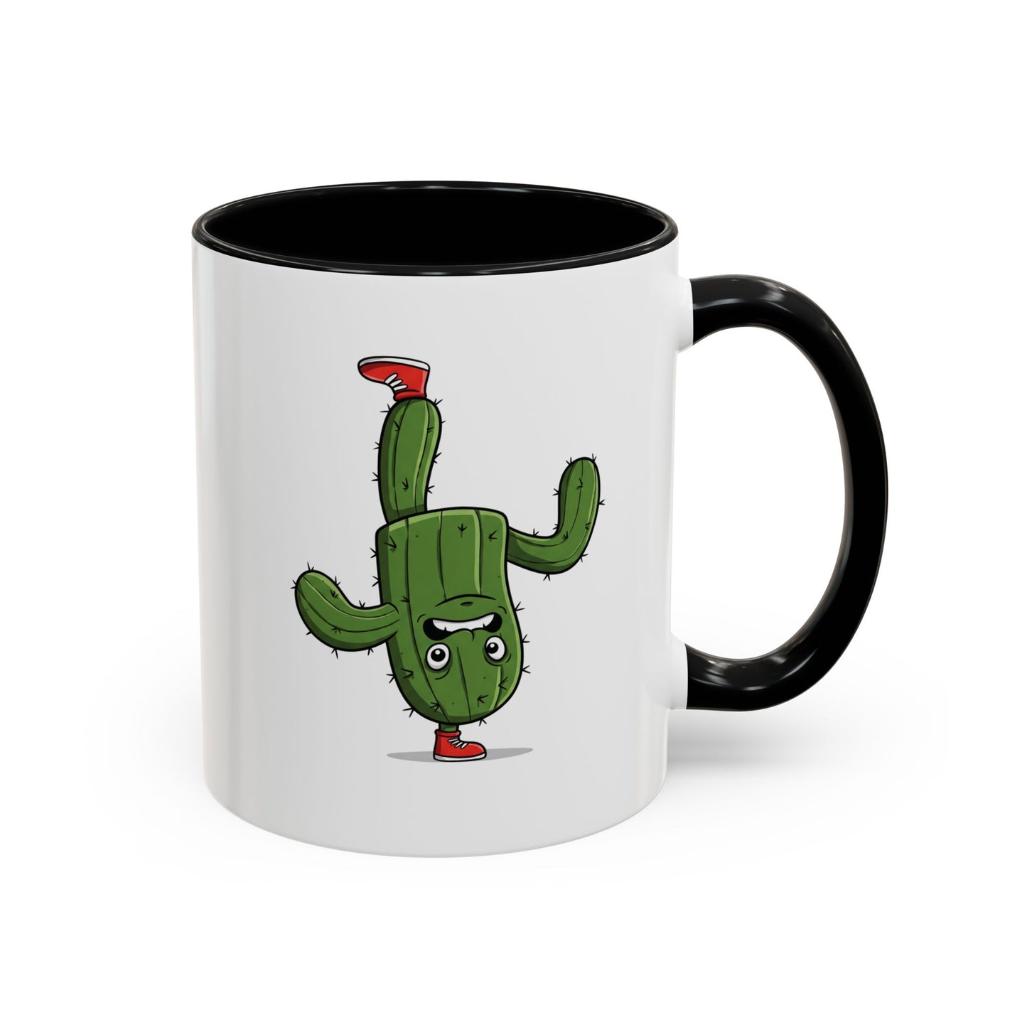 Cactus Mania Upside Down Cactus Mug - Unique & Fun Ceramic Cup for All Ages 11oz Black