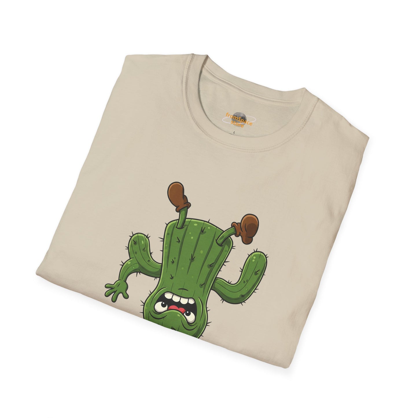 Shocked Cactus T-Shirt: Funky Upside-Down Cactus Tee | Organic Cotton Unisex Graphic Shirt