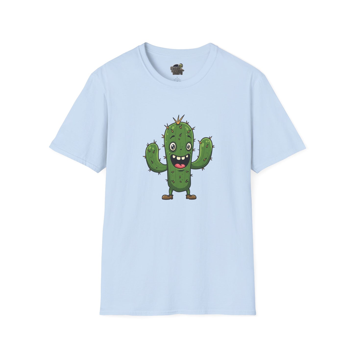 Cactus Mania T-Shirt: Joyful Cactus Tee | Organic Cotton & Stretchy Comfort Light Blue