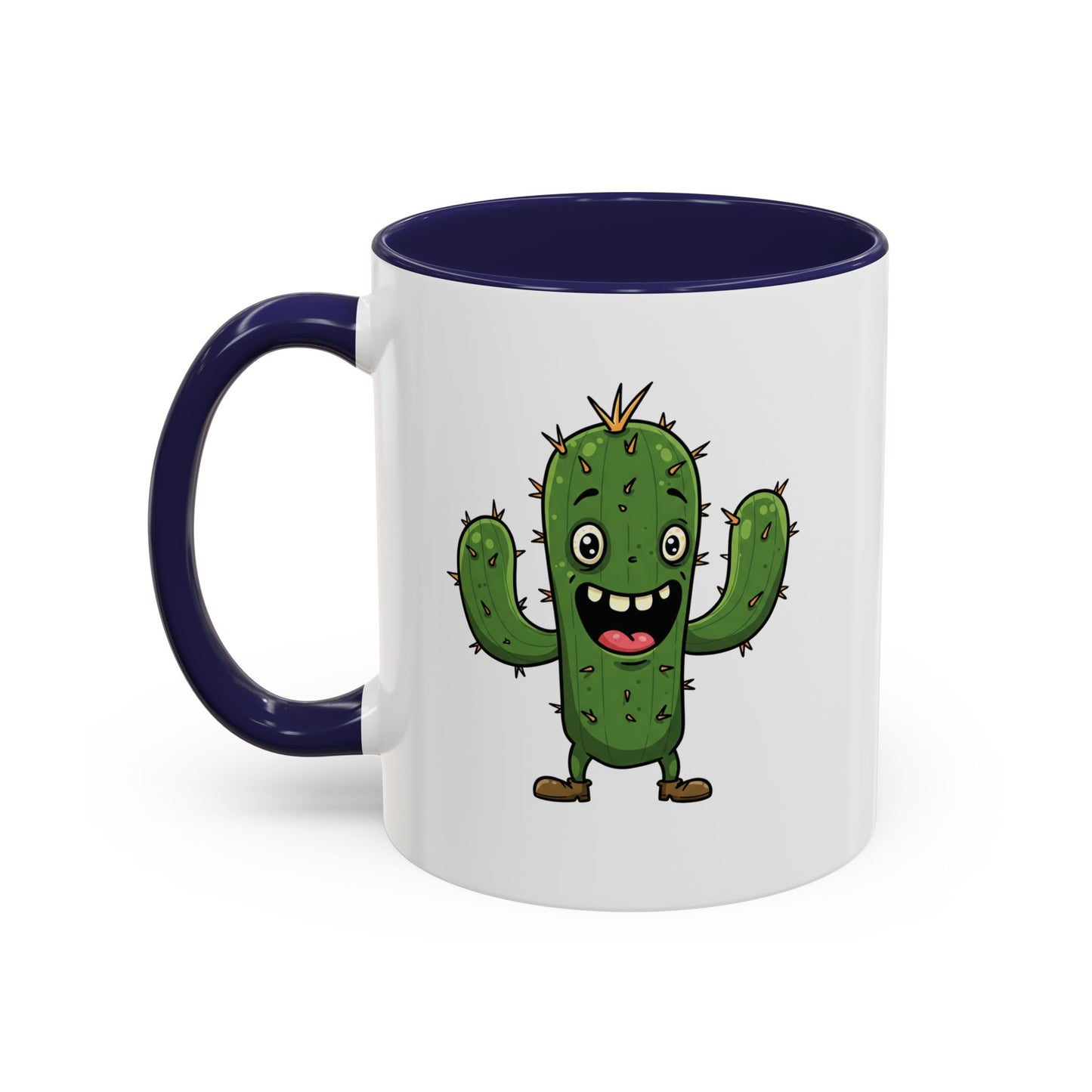 Cactus Mania Joyful Cactus Mug - Happy Ceramic Coffee Cup for Plant Lovers 11oz Navy