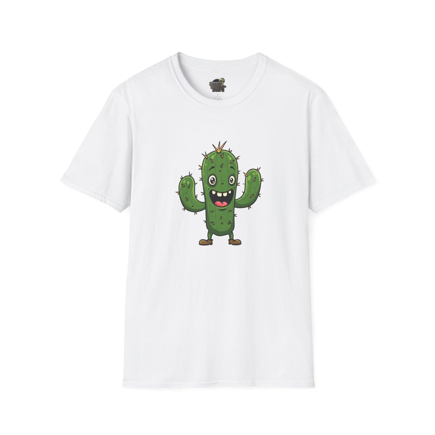 Cactus Mania T-Shirt: Joyful Cactus Tee | Organic Cotton & Stretchy Comfort White