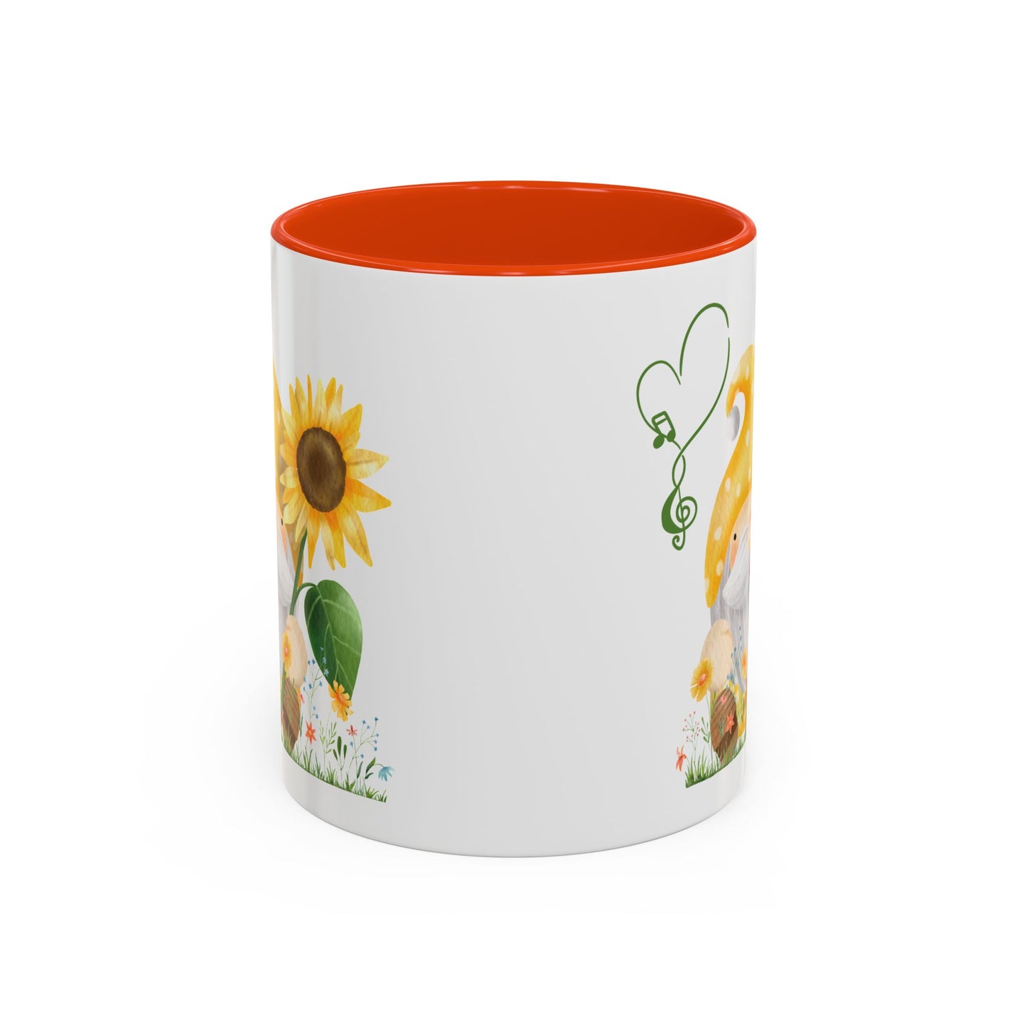 Mystical Gnome & Sunny Sunflower Mug - Your Garden's Secret Charm | Ceramic Coffee & Tea Cup (11oz/15oz) 11oz Orange
