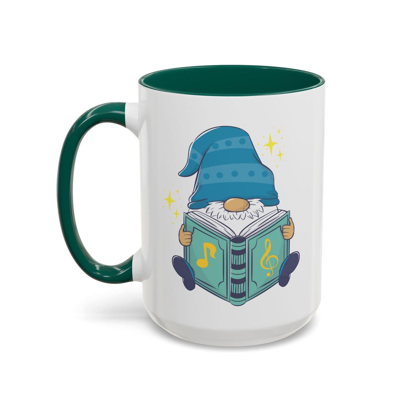 Whimsical Gnome & Music Book Mug - Brew Your Story | Ceramic Coffee & Tea Cup (11oz/15oz)