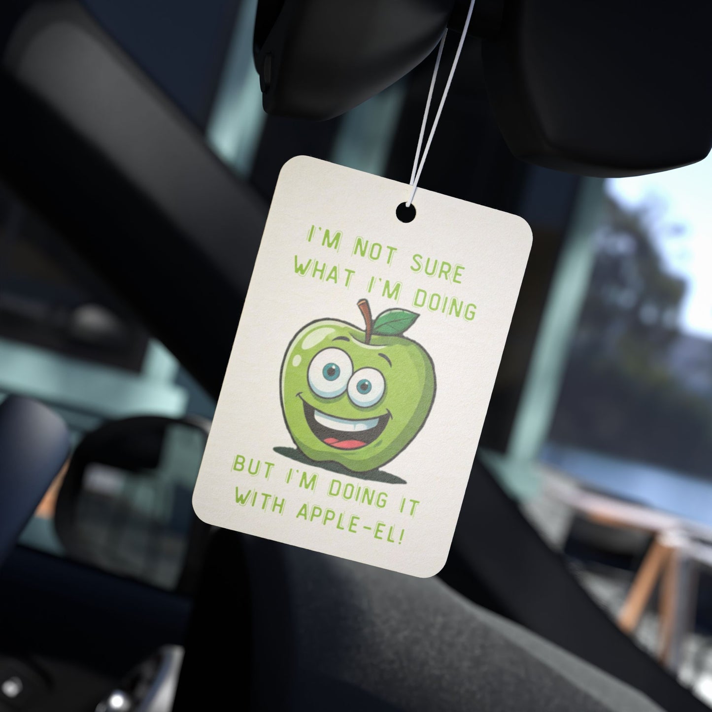 Funny Apple Pun Car Air Freshener - Cute "Apple-el" Scent