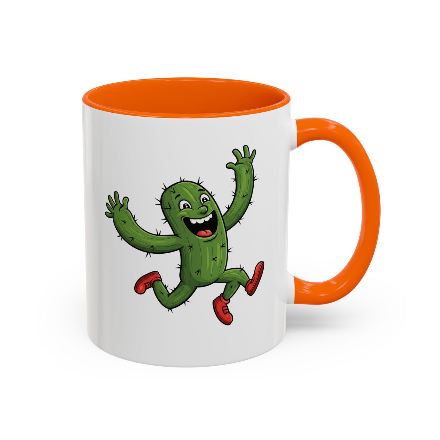 Cactus Mania Running Cactus Mug - Fun & Eco-Friendly Ceramic Coffee Cup 11oz Orange