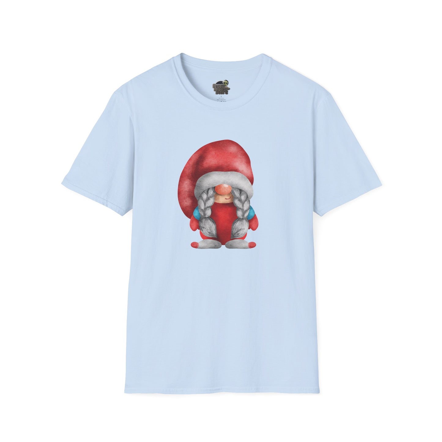 Cute Gnome T-shirt | Soft and Comfy Cotton Tee for Women | Perfect for Casual Wear | Unique Gift Idea | Gnome Lovers Light Blue