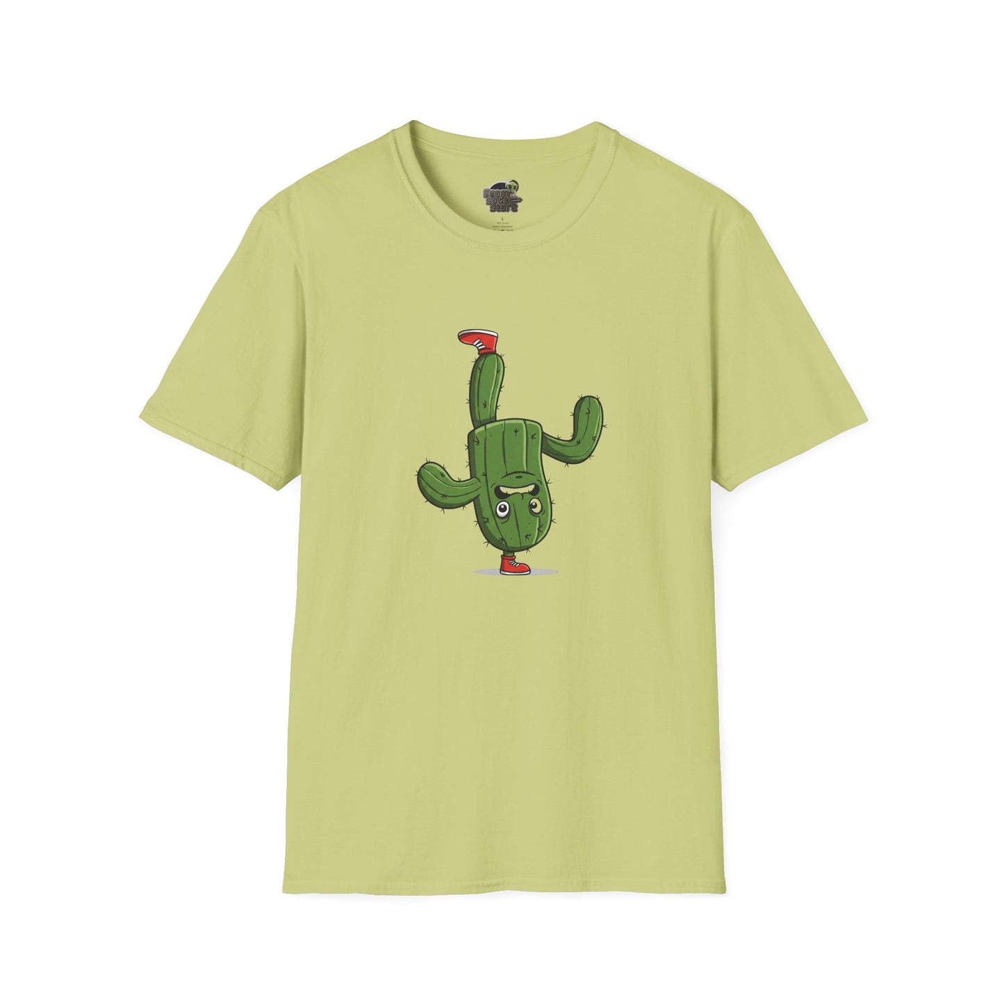 Upside-Down Cactus T-Shirt: Fun & Quirky Organic Cotton Tee | Cactus Mania Collection Pistachio