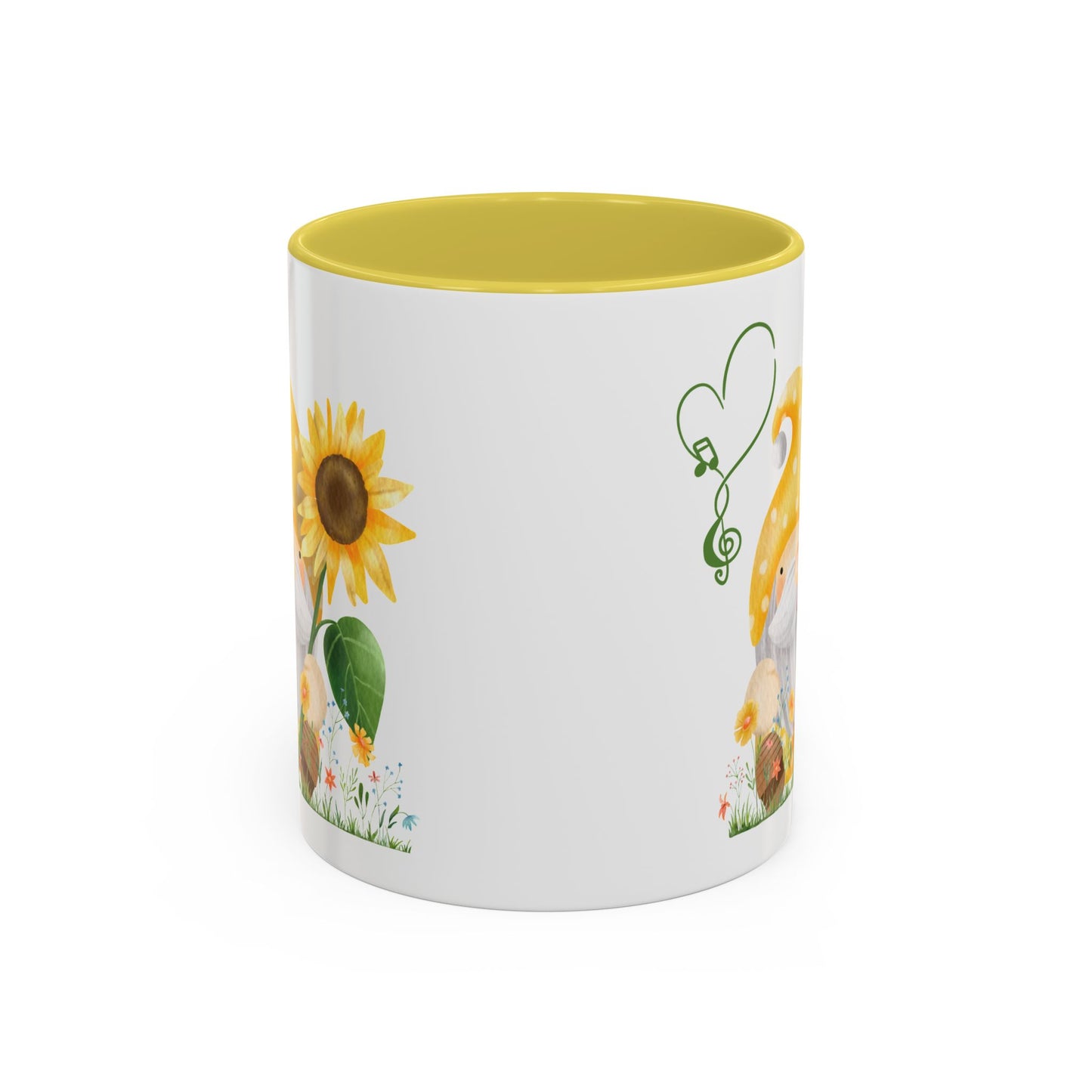 Mystical Gnome & Sunny Sunflower Mug - Your Garden's Secret Charm | Ceramic Coffee & Tea Cup (11oz/15oz) 11oz Yellow