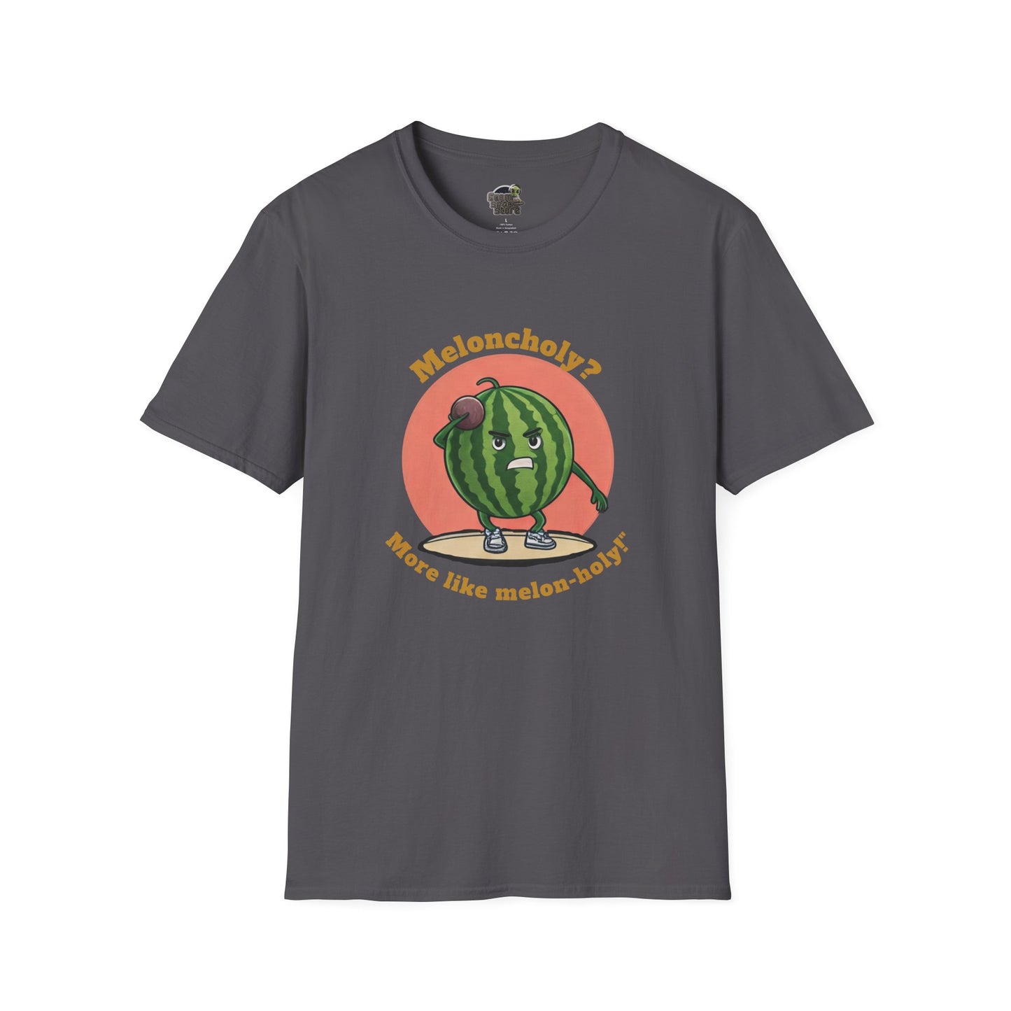 Melon-Holy t-shirt: Funny Watermelon Shot Put Tee Charcoal