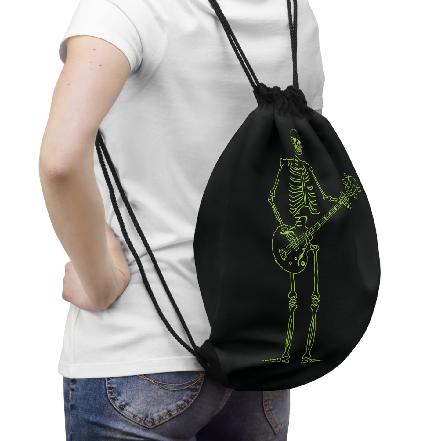 Fluo Skeleton Bass Player Drawstring Bag - Original Rock Accessory