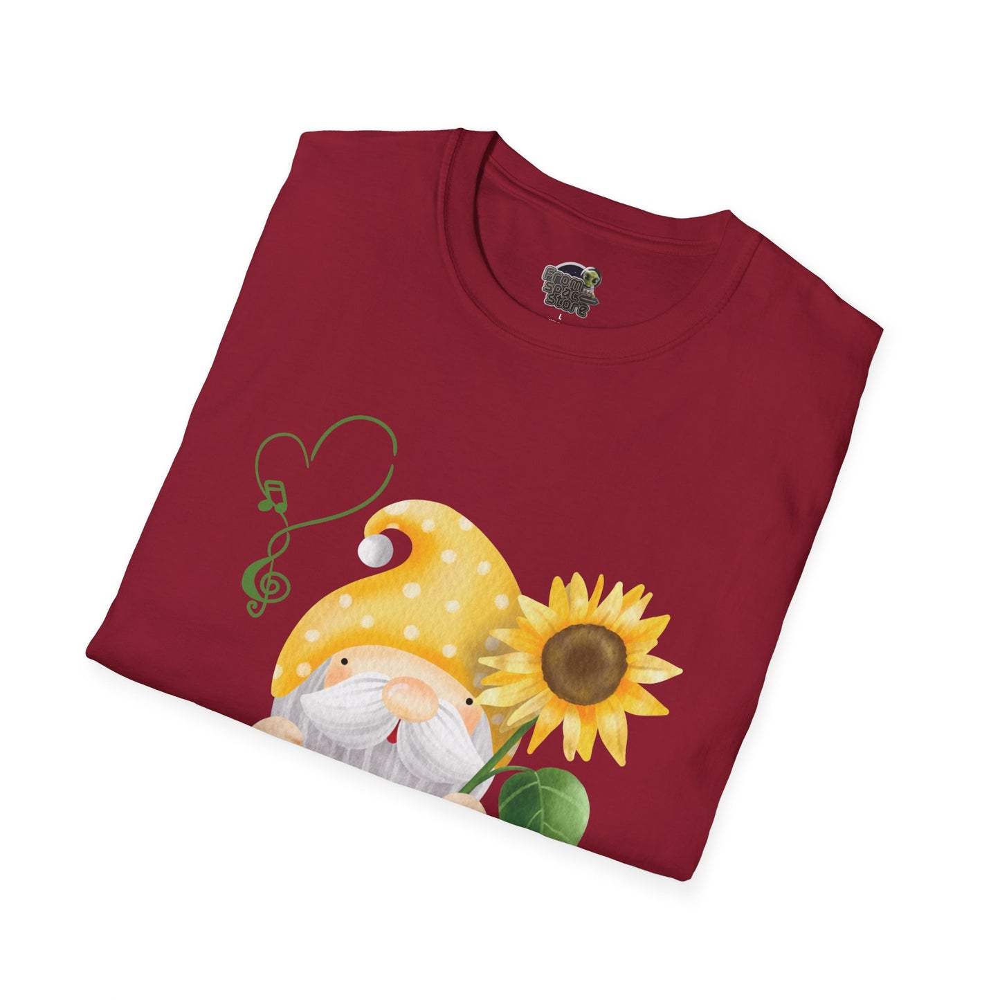 Gnome with Sunflower Unisex T-Shirt: Sunshine, Smiles & Secret Songs
