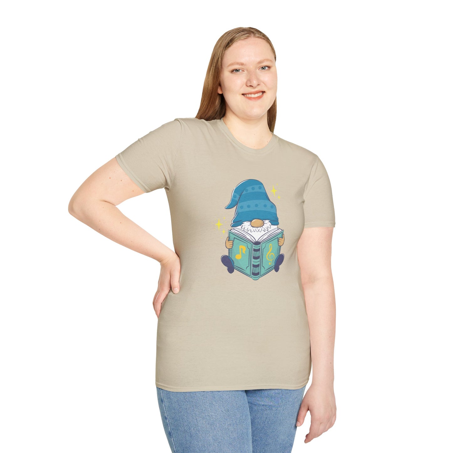 Mystical Book-Reading Gnome Unisex T-Shirt: Stories & Sparkle