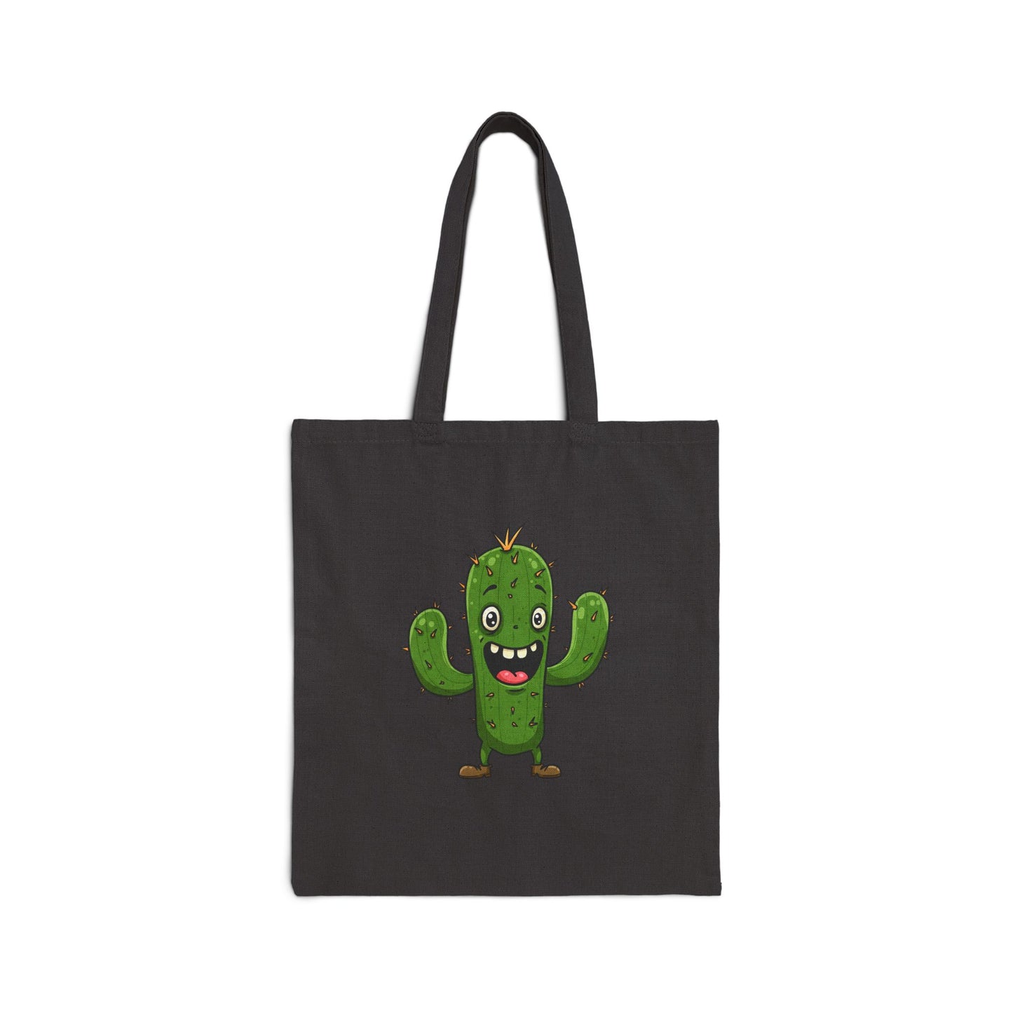 Joyful Cactus Tote Bag - Durable, Eco-Friendly & Always Ready! Black 15" x 16"