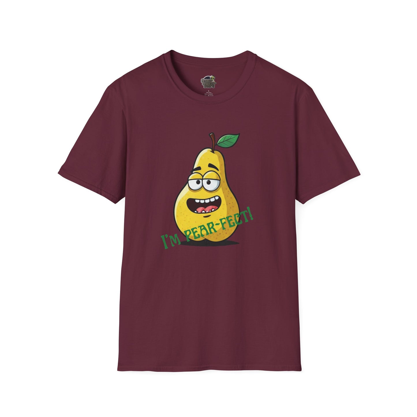 Pear T-Shirt: Funny "I'm Pear-fect" Graphic Tee | Organic Cotton & Unique Design Maroon
