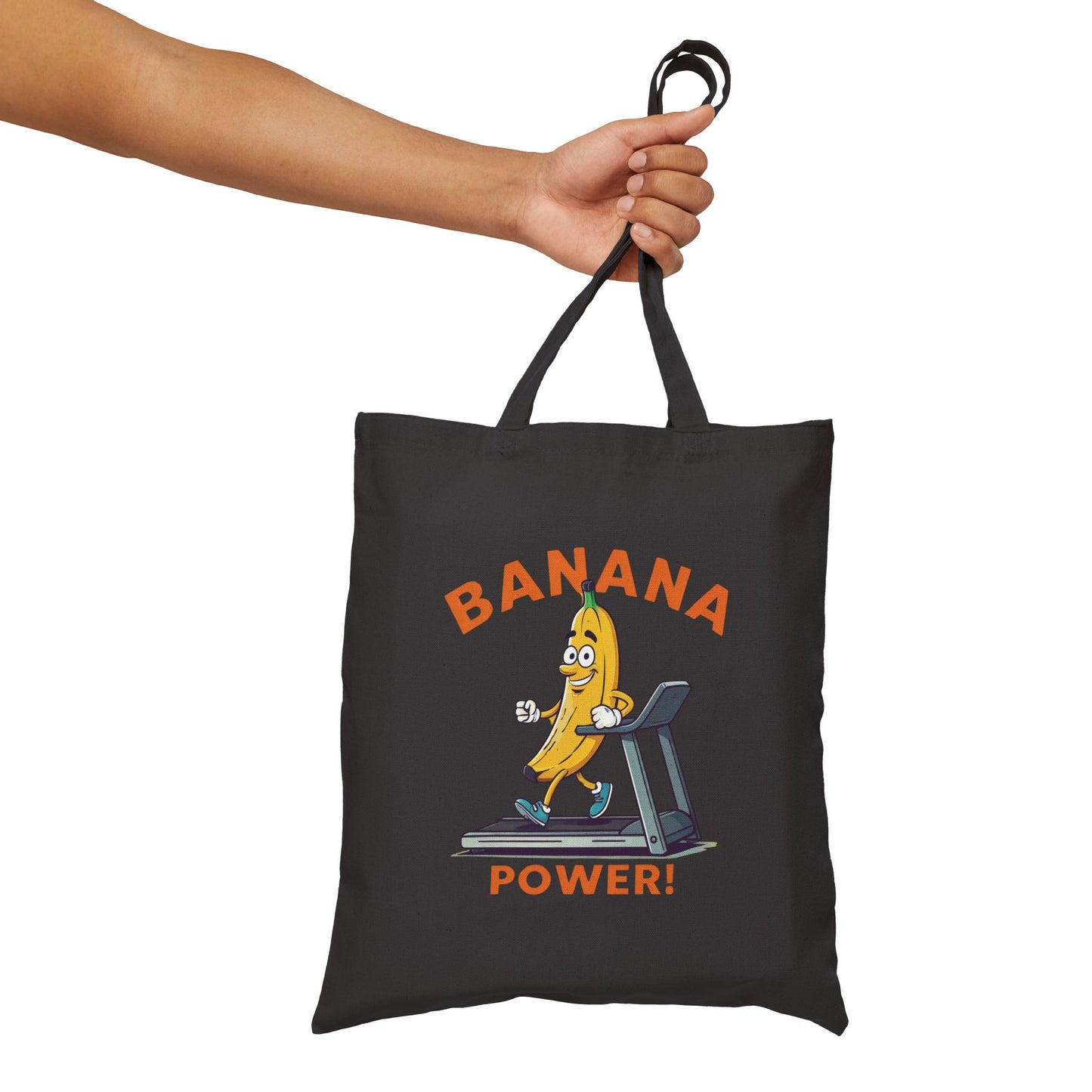 Banana Power Tote Bag: Funny Running Fruit Canvas Bag