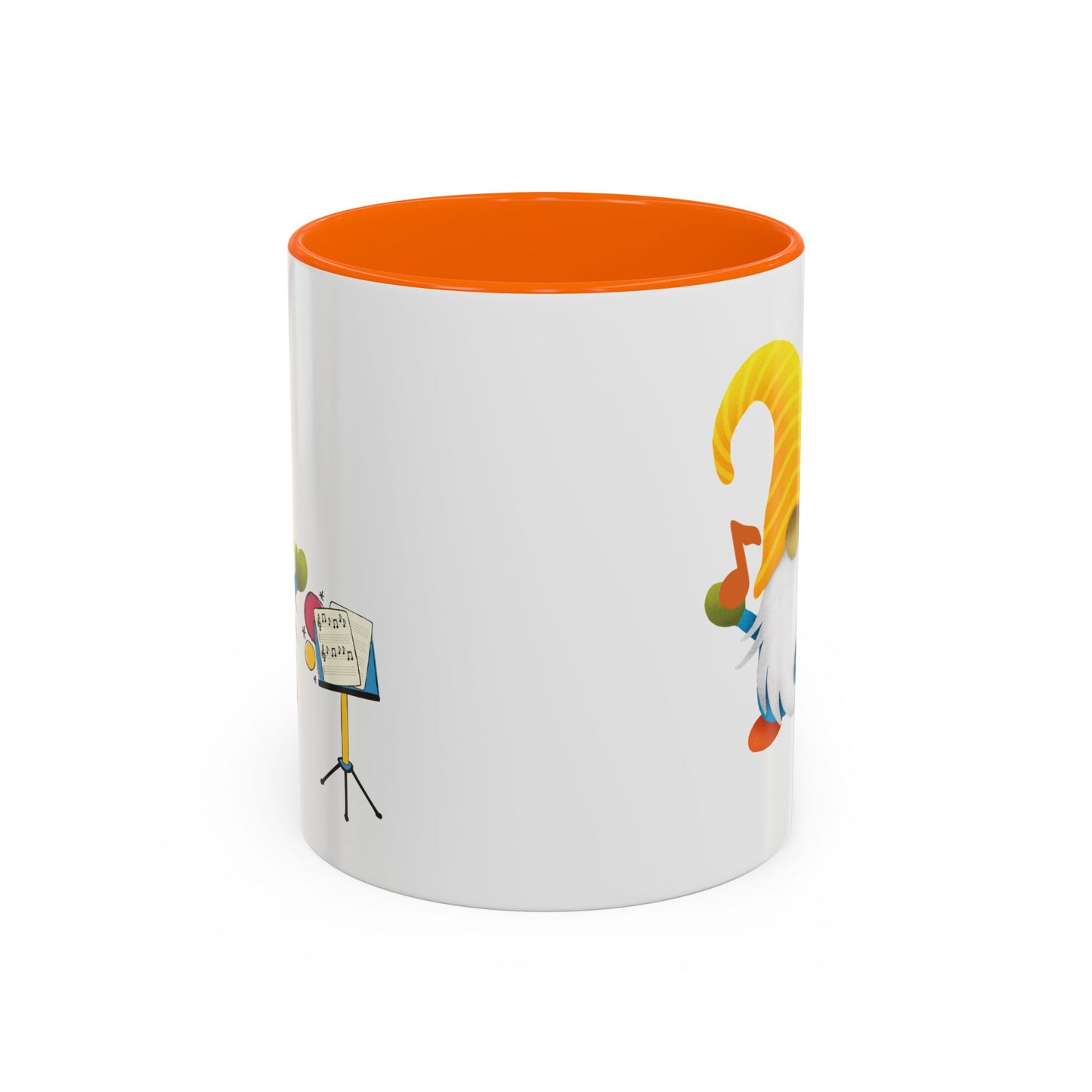 Whimsical Gnome Music Stand Mug - Perfect Gift for Music Lovers 11oz Orange