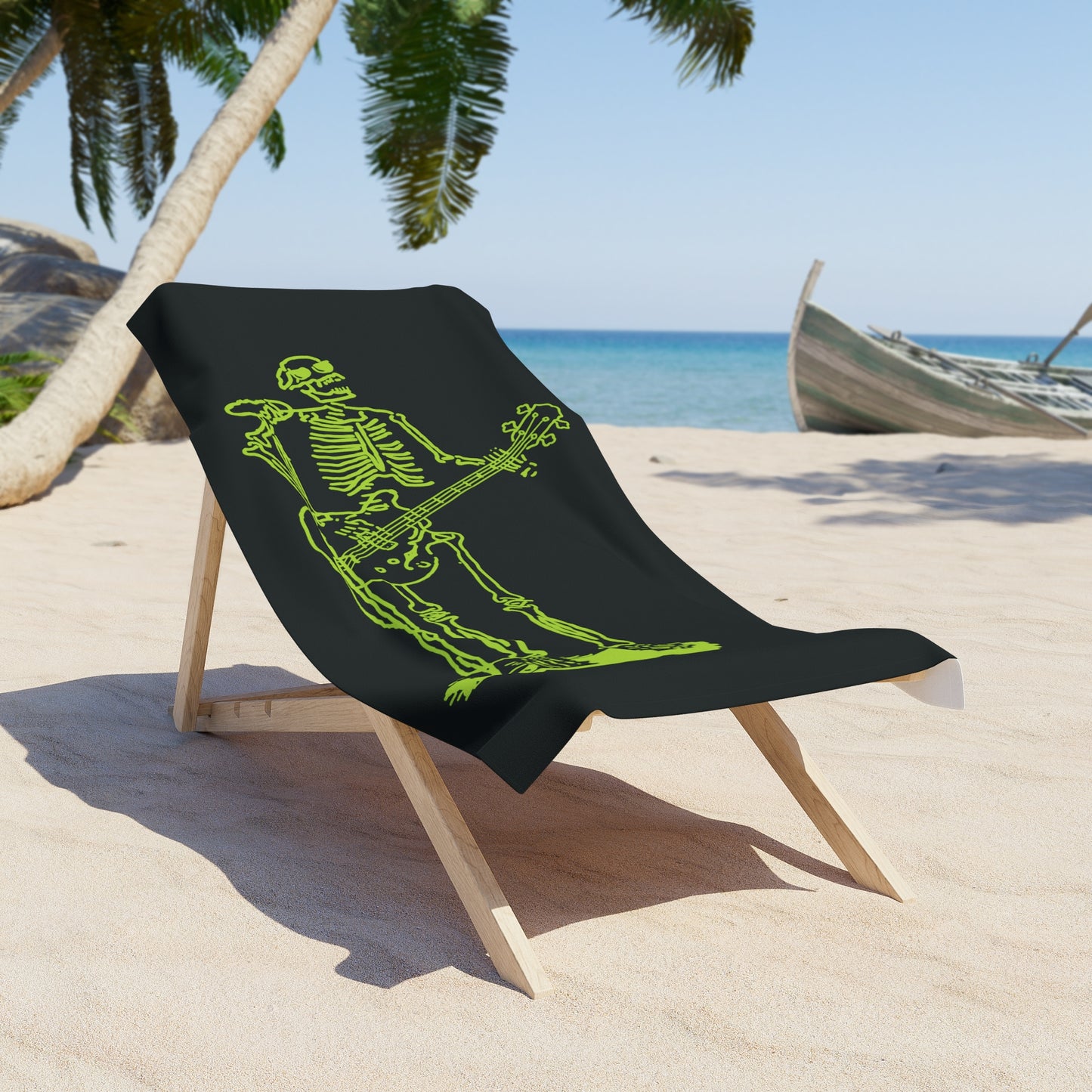 Metal Skeleton Singer & Guitarist Beach Towel - Soft & Absorbent