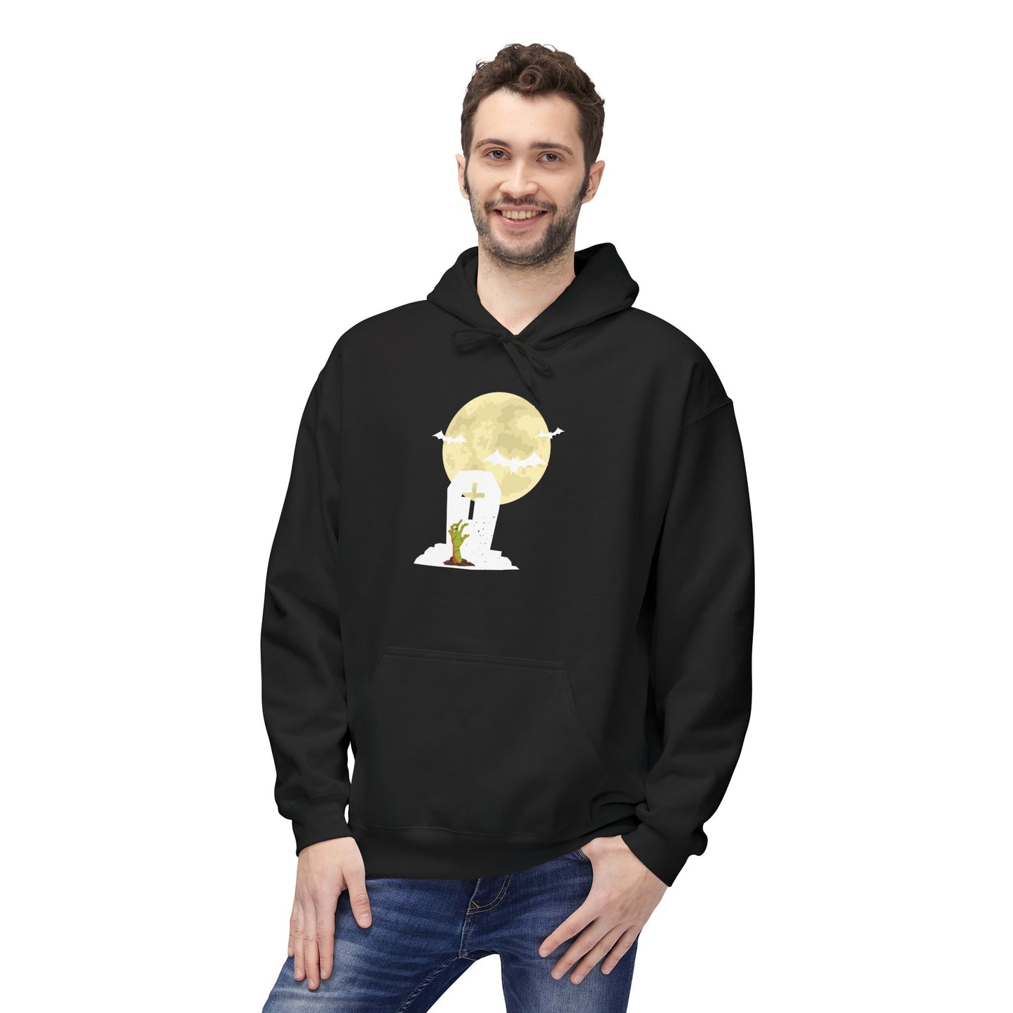 Halloween Midnight Cemetery Unisex Hoodie | Graveyard Silhouette Pullover