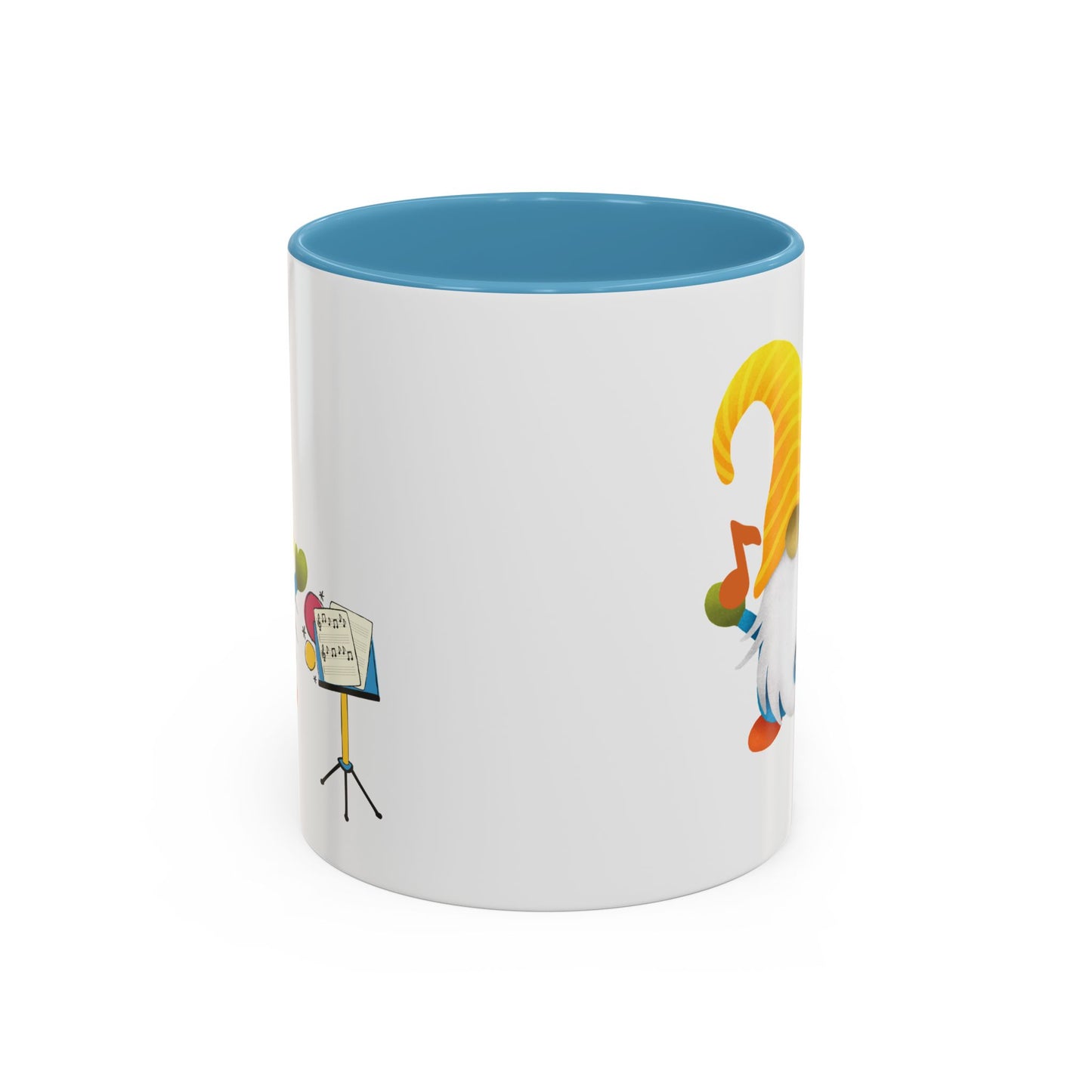 Whimsical Gnome Music Stand Mug - Perfect Gift for Music Lovers 11oz Light Blue