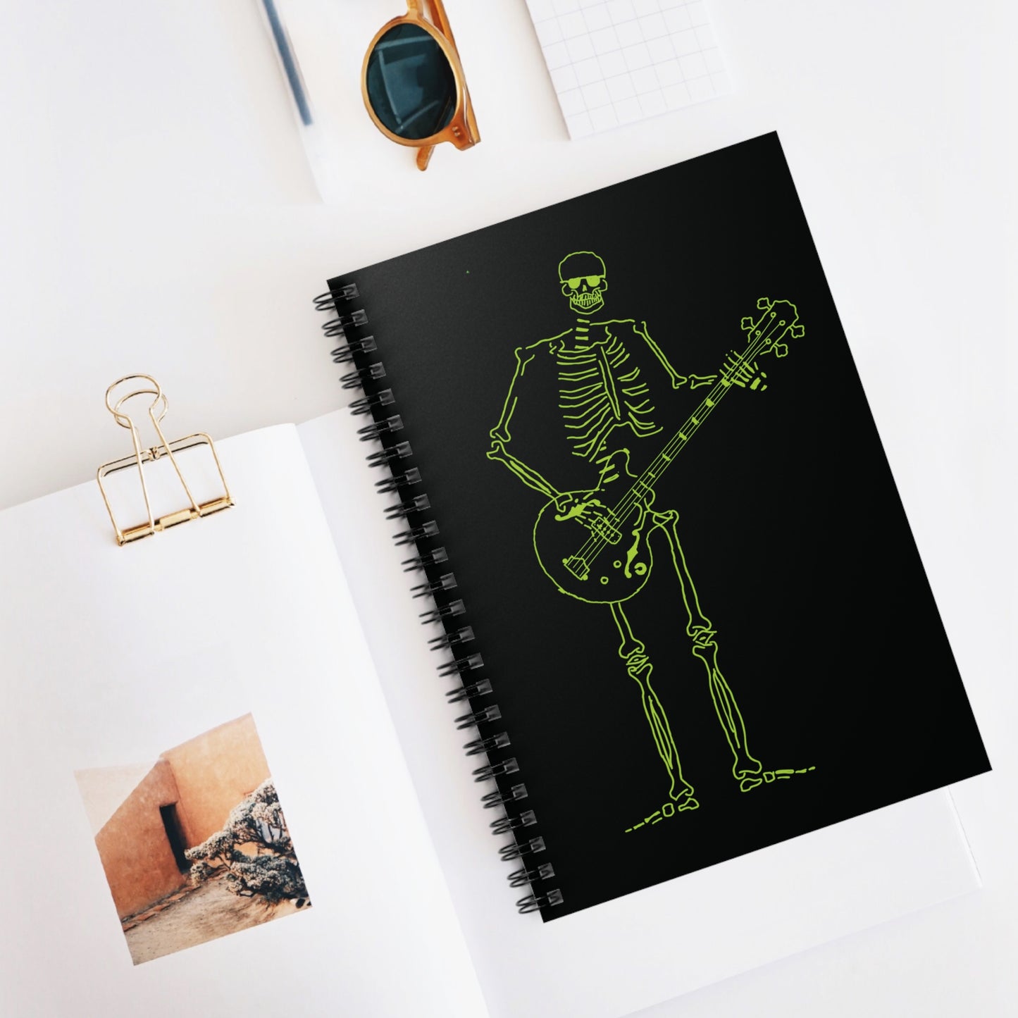 Metal Skeleton Fluo Spiral Notebook - Groove Your Notes!