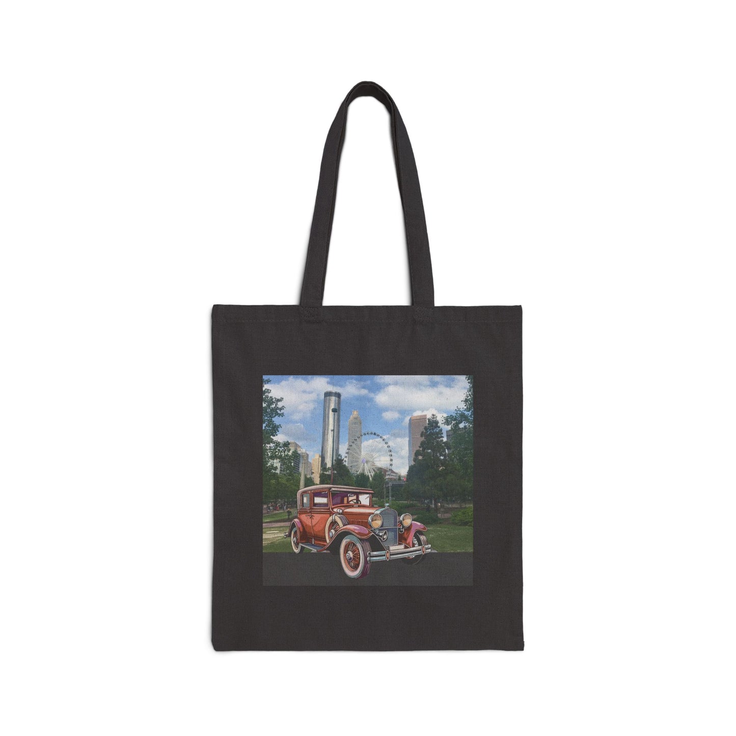 Ford Atlanta Skyliner Tote Bag: Vintage Car Passion Meets 1930s American Cinema Black 15" x 16"