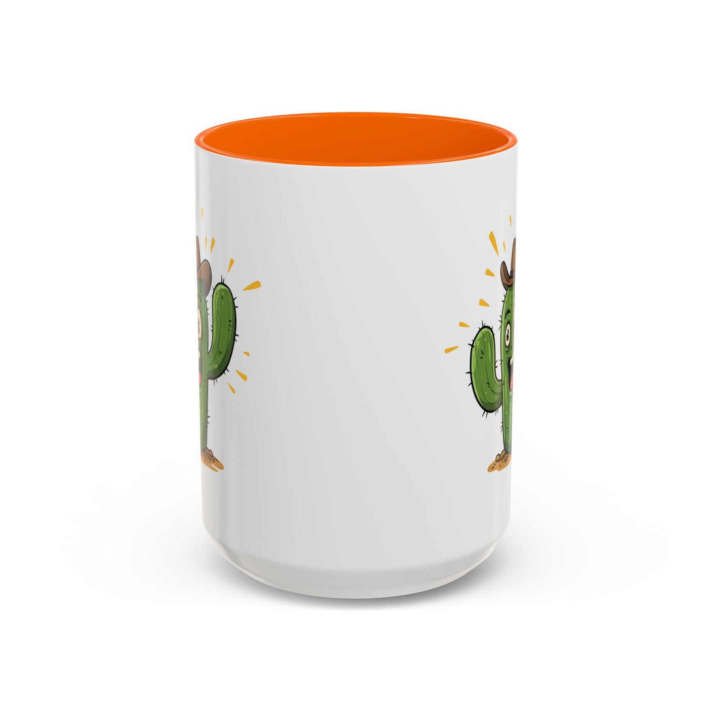 Cactus Mania Cowboy Cactus Mug - Fun & Durable Ceramic Cup for Cactus Lovers 15oz Orange