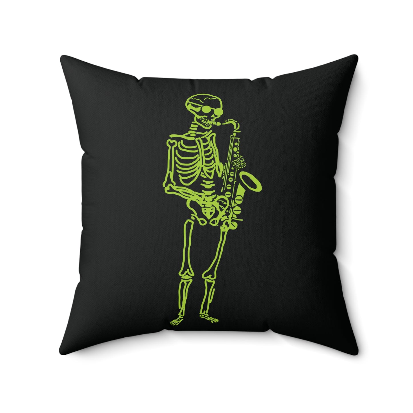 Midnight Jazz: Fluo Saxophone Skeleton Pillow