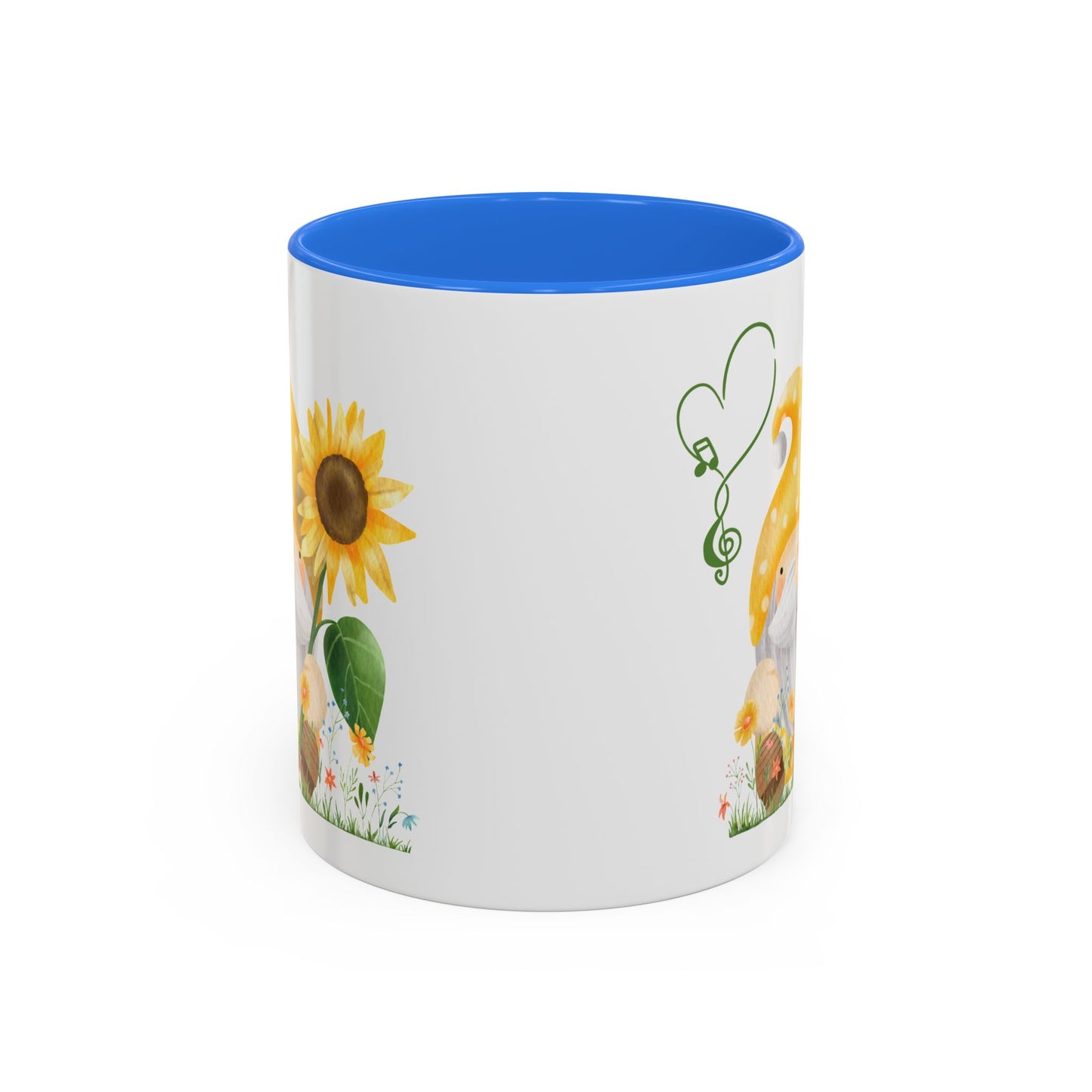 Mystical Gnome & Sunny Sunflower Mug - Your Garden's Secret Charm | Ceramic Coffee & Tea Cup (11oz/15oz) 11oz Cambridge Blue