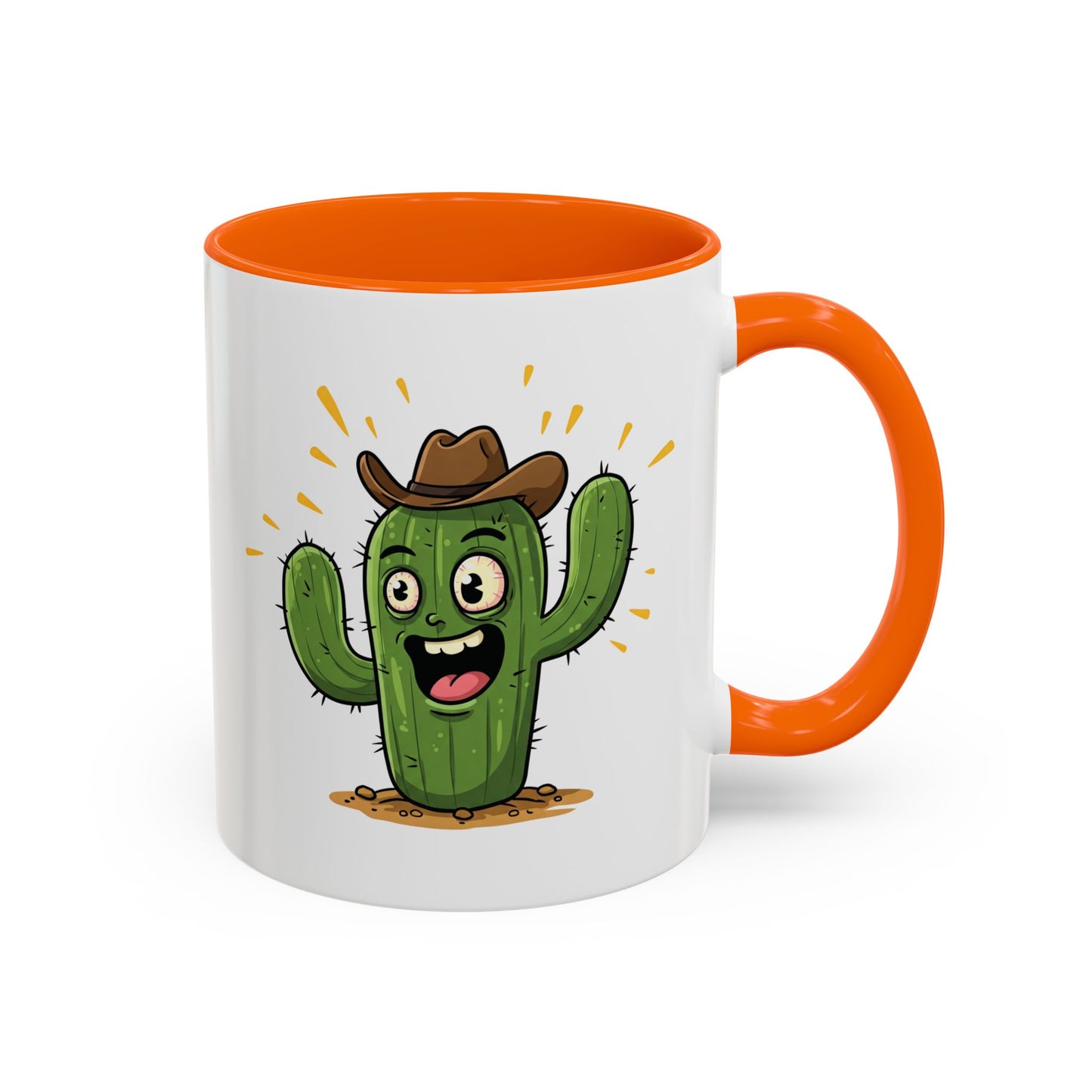 Cactus Mania Cowboy Cactus Mug - Fun & Durable Ceramic Cup for Cactus Lovers 11oz Orange