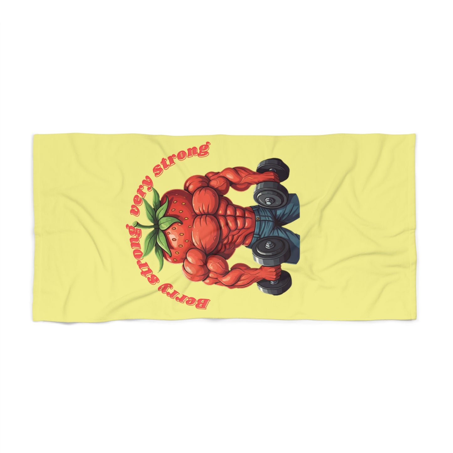 Berry Strong" Strawberry Beach Towel: Fun, Soft & Unique for Beach, Pool & Gym! 30" × 60" Yellow