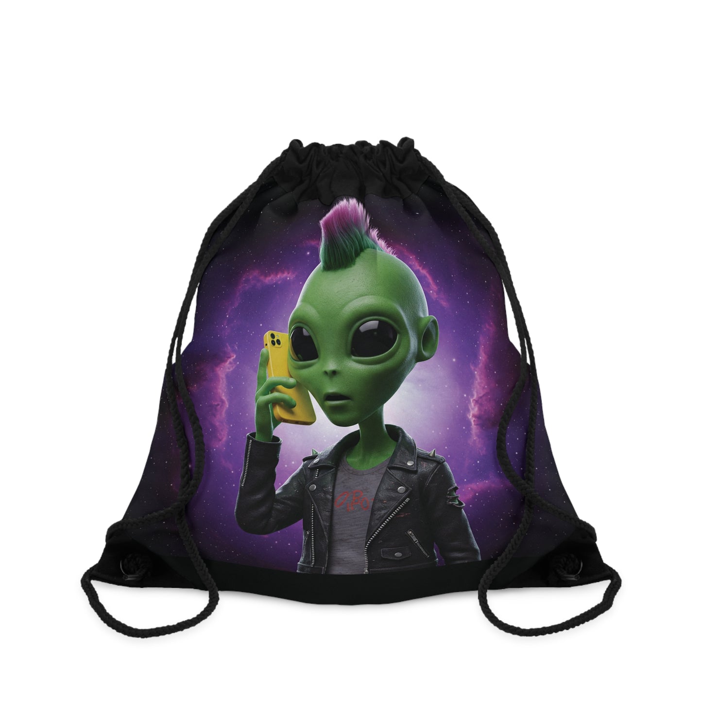 Vibrant Alien Vibes Drawstring Bag: Unique, Lightweight & Durable Backpack for Sports, Travel & Festivals One size