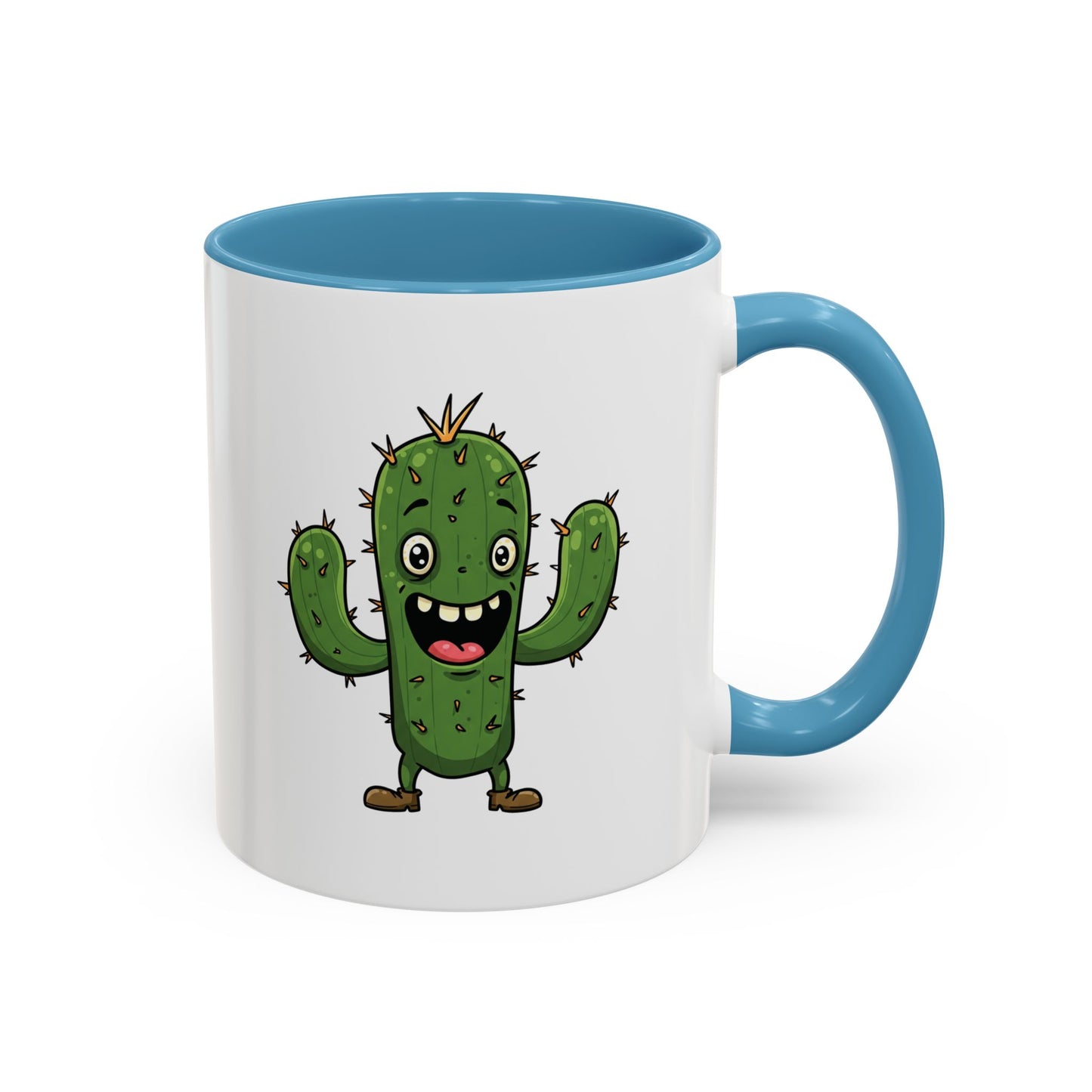 Cactus Mania Joyful Cactus Mug - Happy Ceramic Coffee Cup for Plant Lovers 11oz Light Blue
